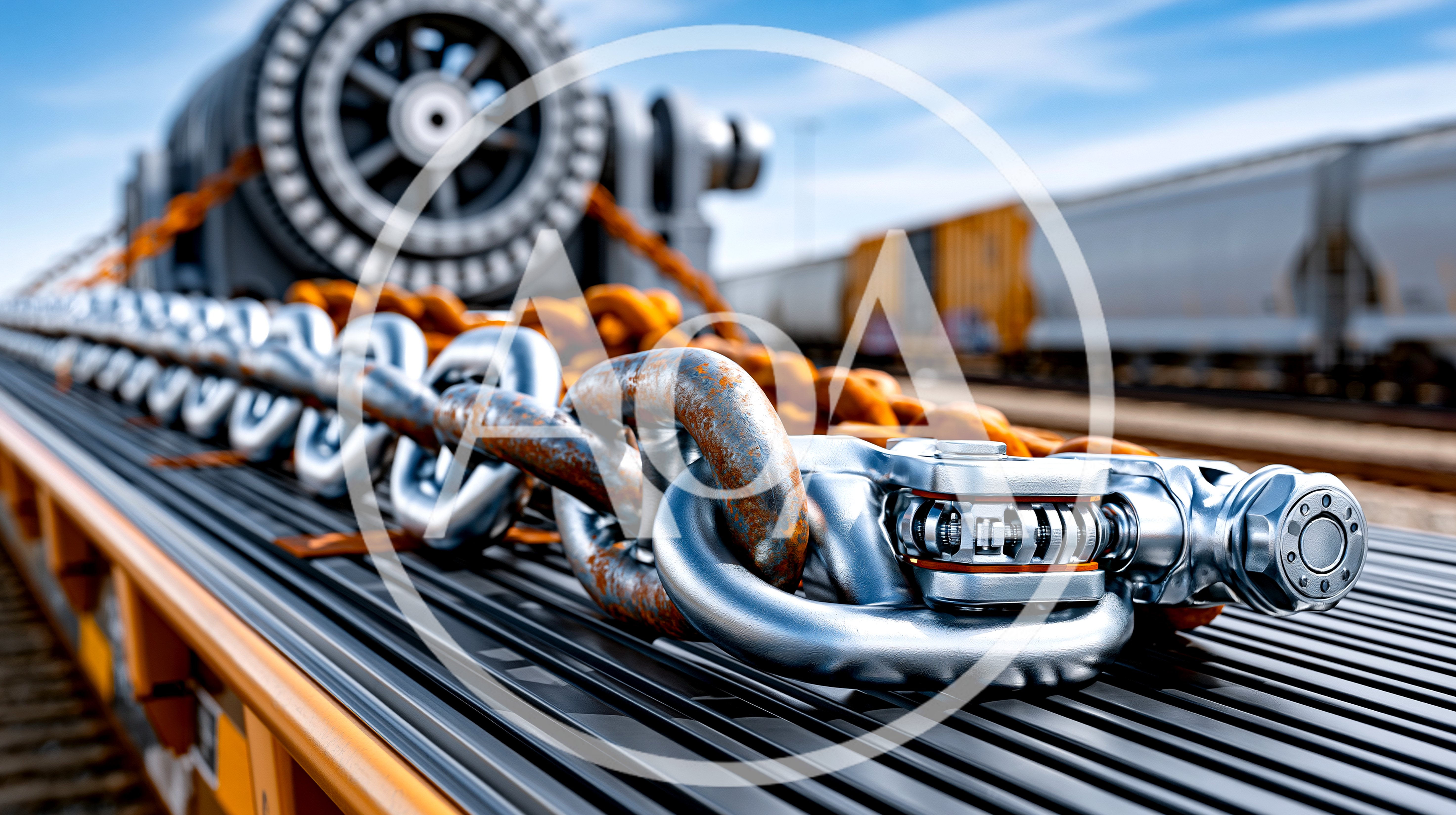 Heavy Duty Industrial Chain Secured on Flatbed Railcar