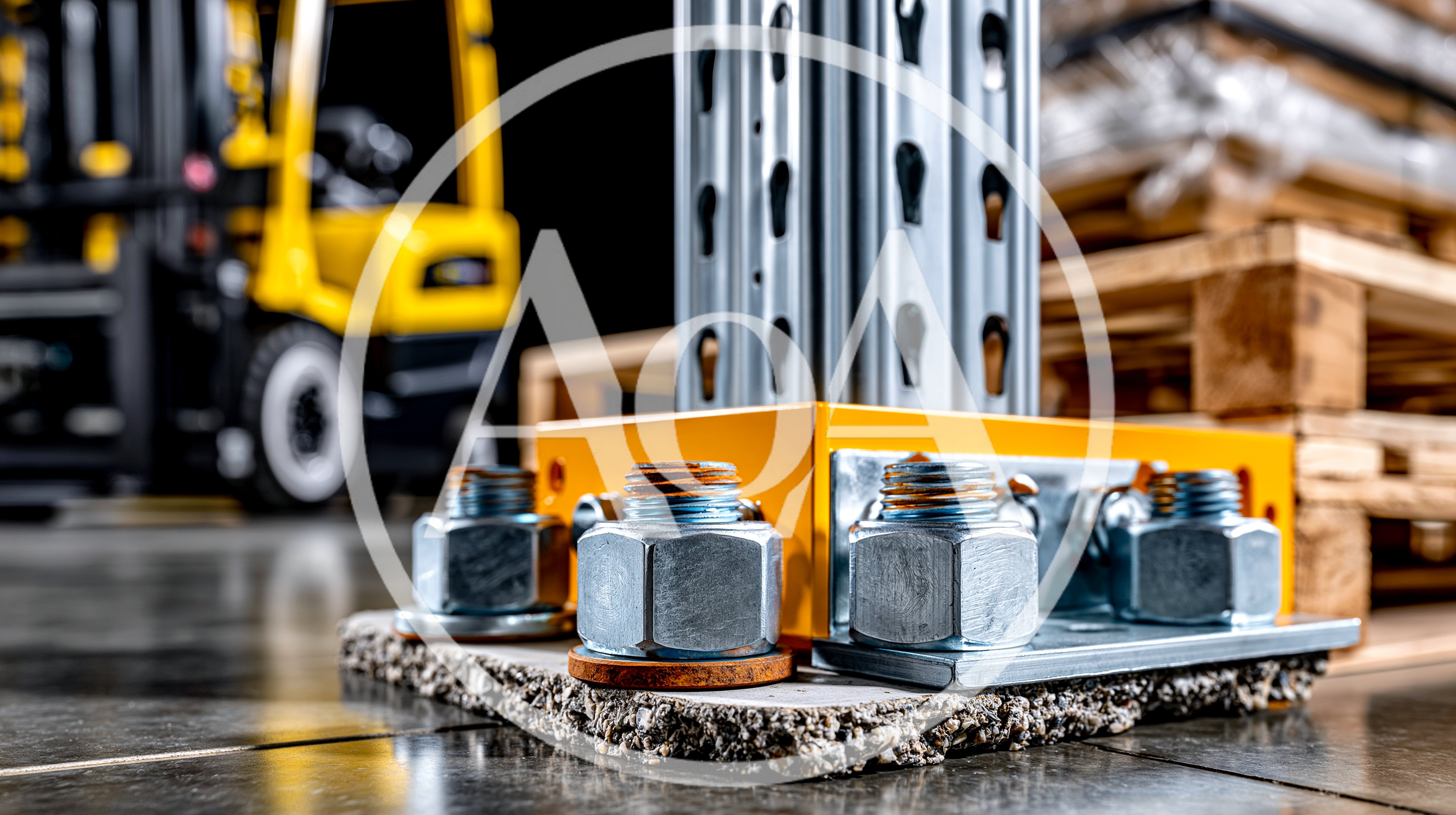 Industrial Warehouse Rack Base Plate Installation