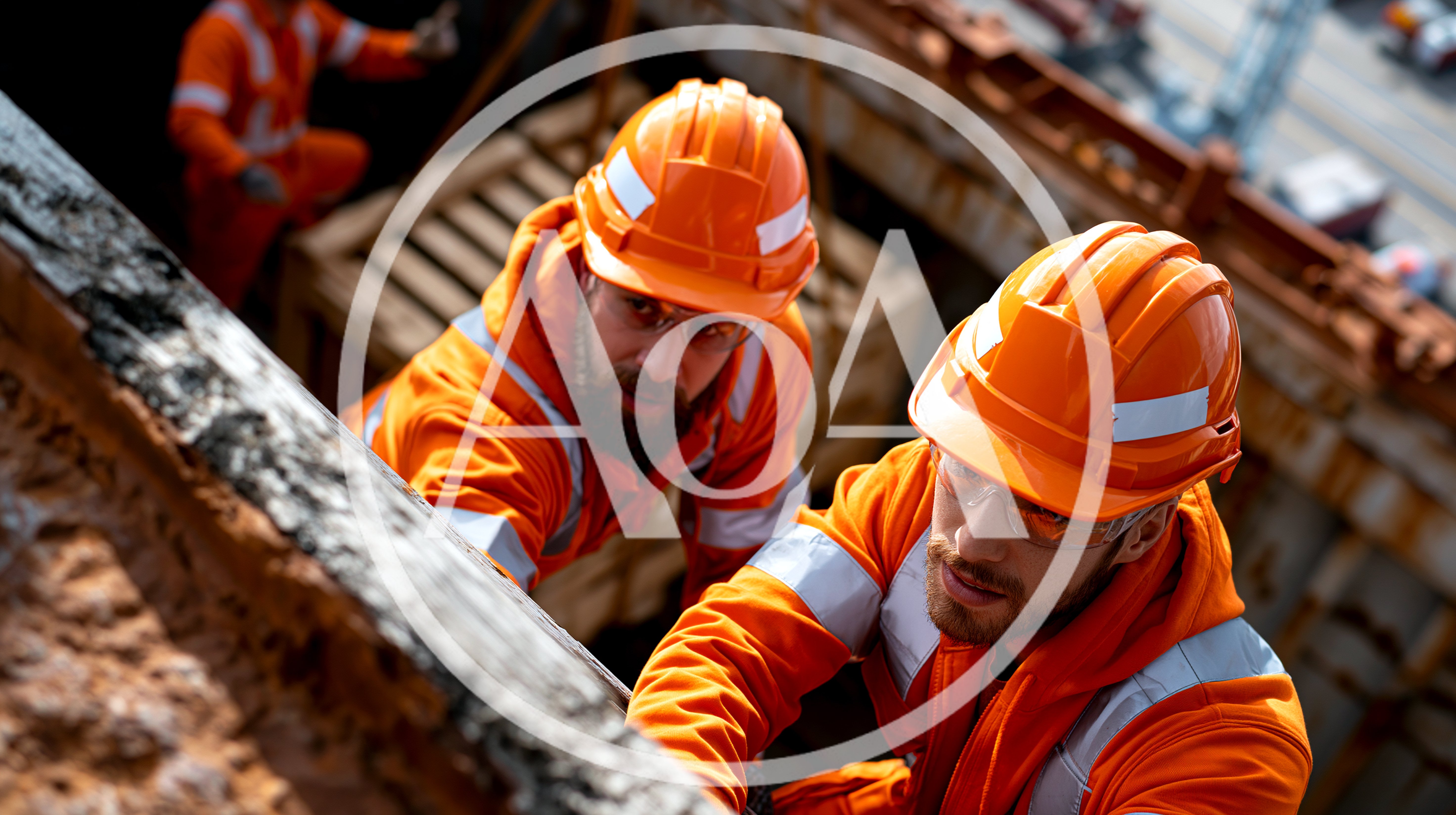 Construction Workers Collaborating on Industrial Site