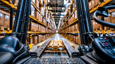 First Person View From A Warehouse Forklift