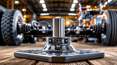 Industrial Metal Component On Wooden Workshop Floor
