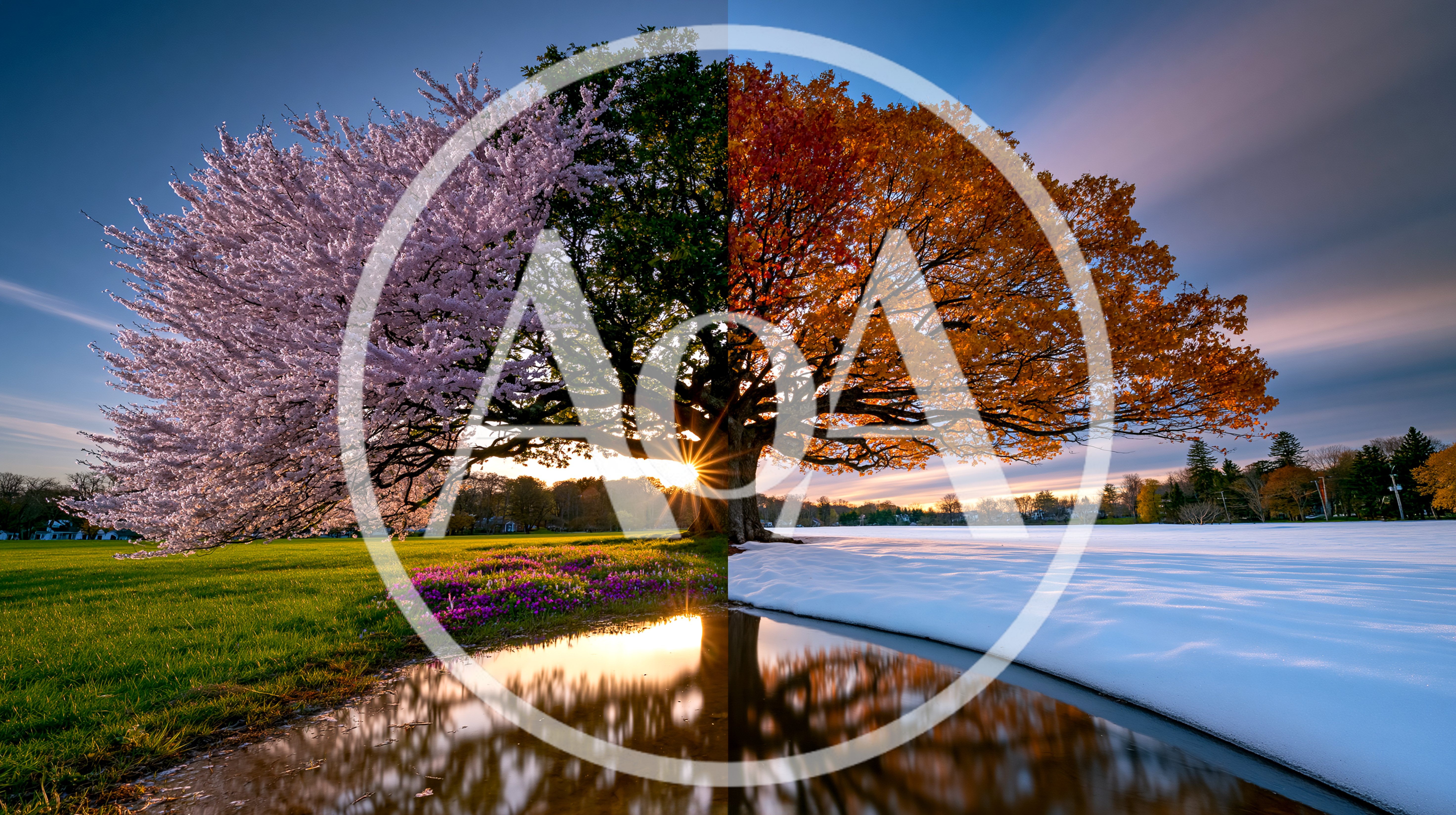 Composite Tree Representing Four Seasons In One Landscape