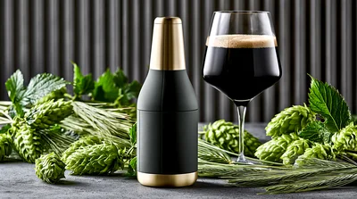 Craft Beer Bottle And Glass With Fresh Hops