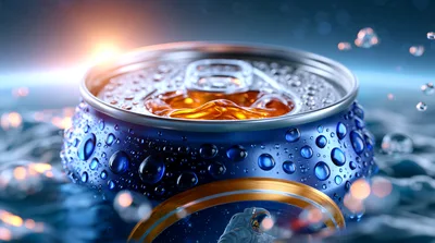 Cold Soda Can With Water Droplets In Space