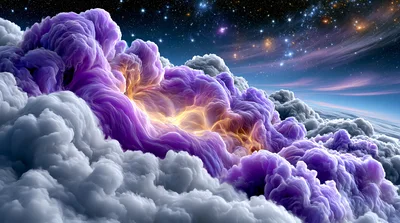 Ethereal Purple Nebula Clouds In Deep Space