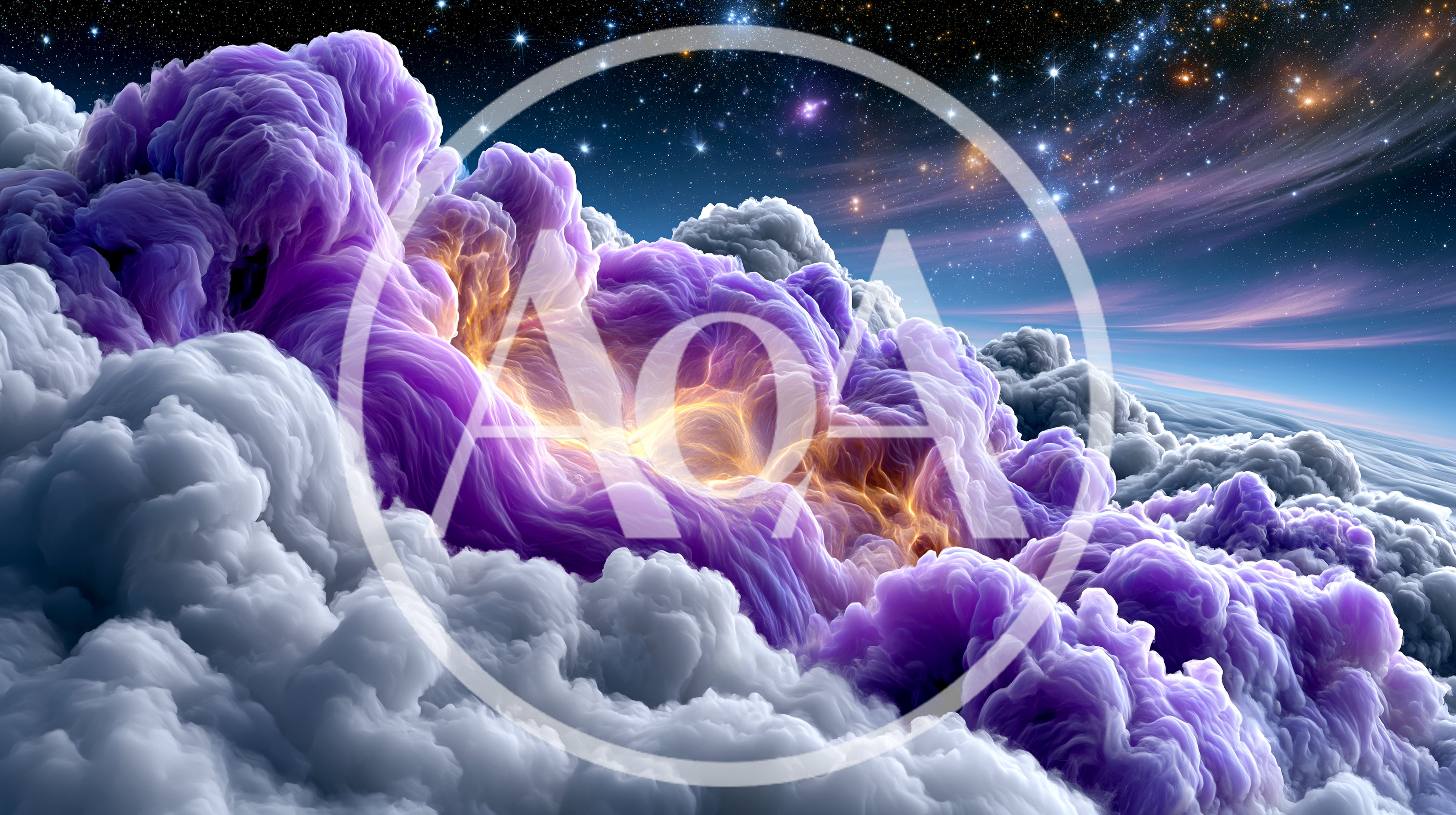 Ethereal Purple Nebula Clouds In Deep Space