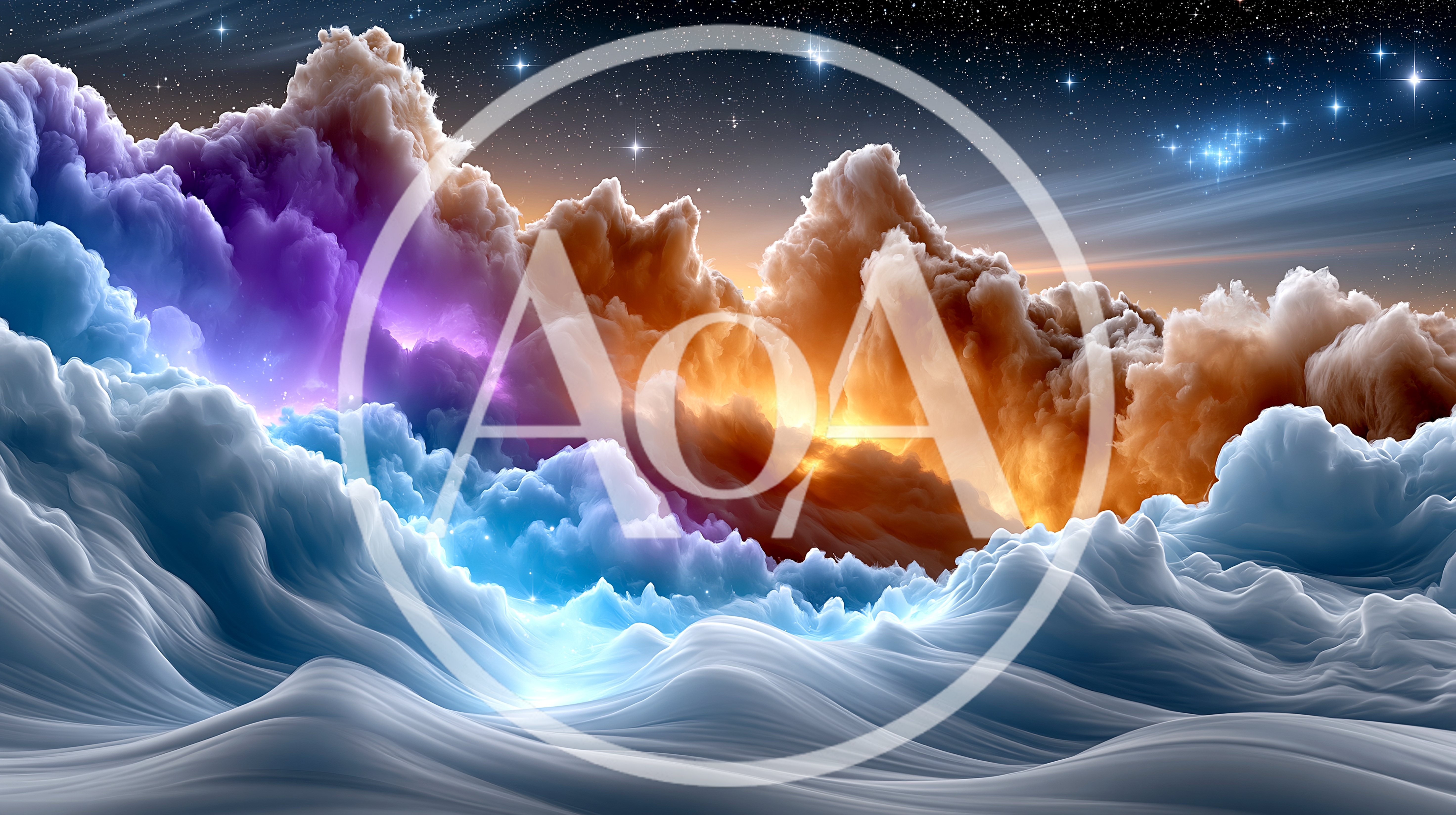 Surreal Dreamscape With Glowing Clouds And Starry Sky