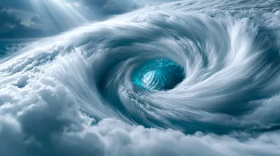 Aerial View Of A Massive Tropical Cyclone Eye
