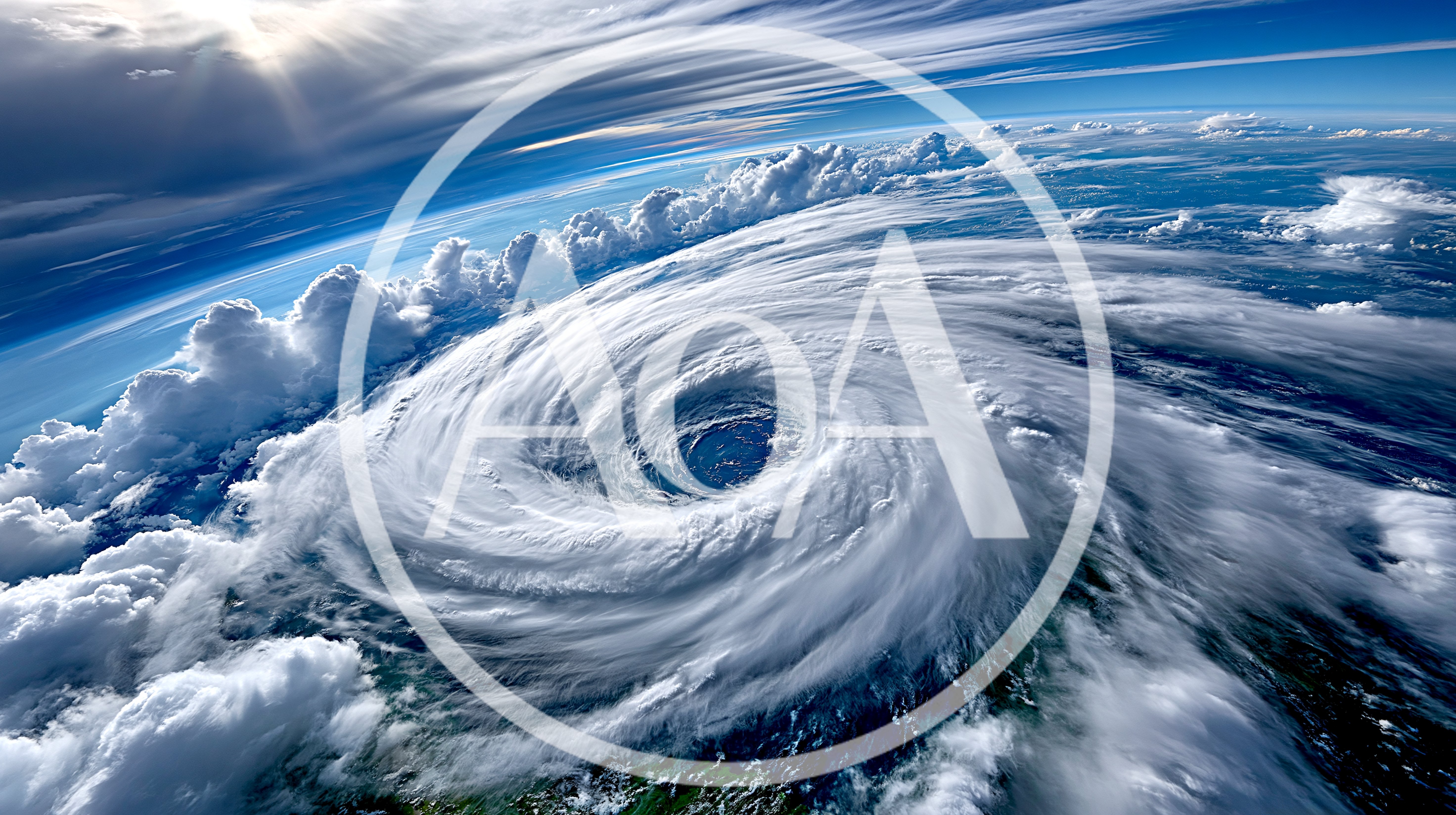Aerial View Of A Massive Tropical Cyclone Hurricane