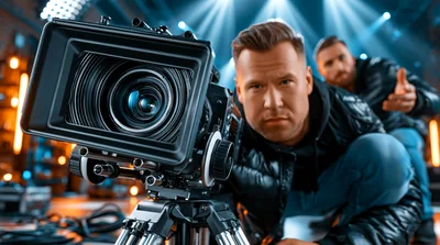 Cinematographer Operating Professional Cinema Camera On Set