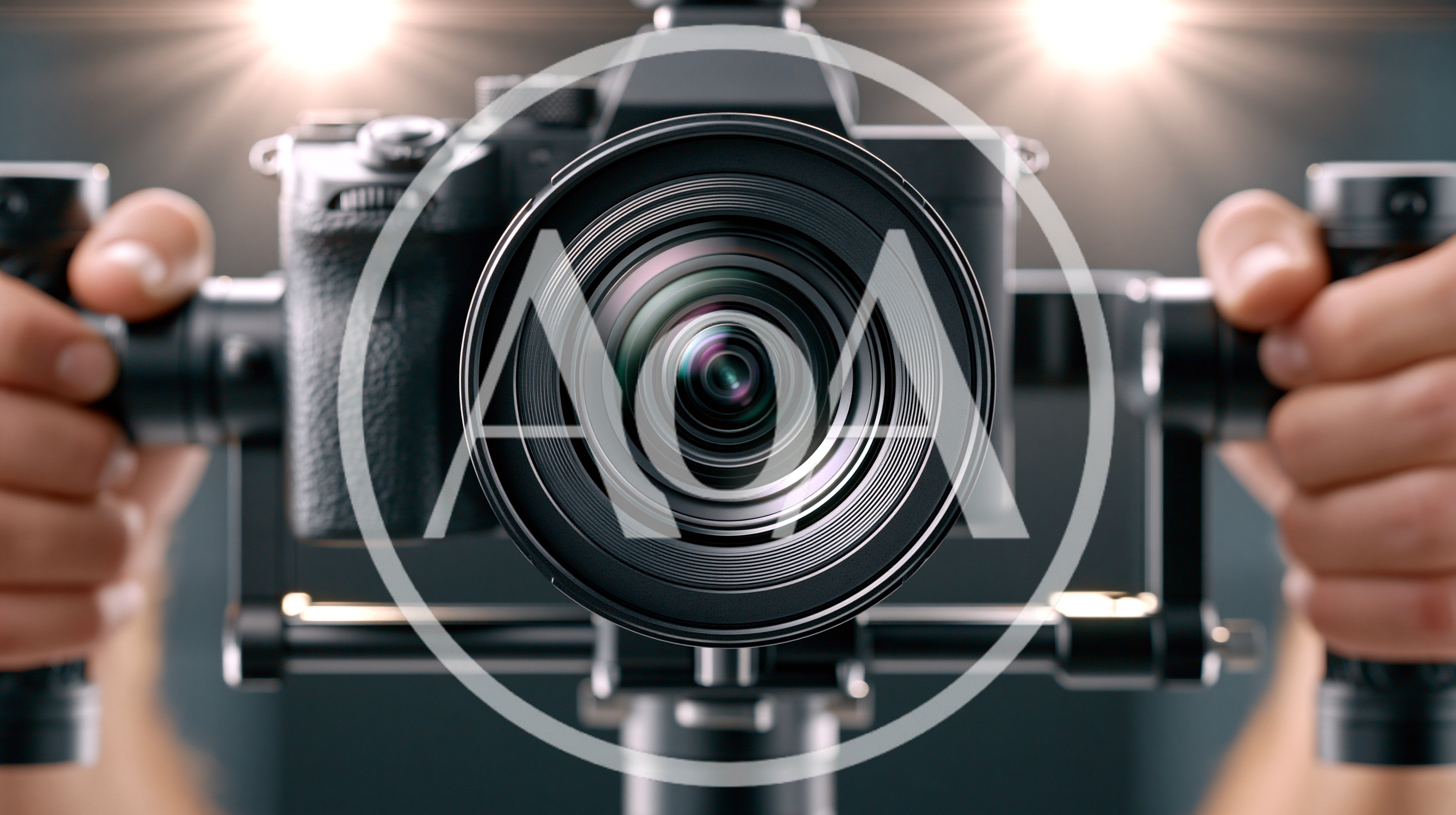 Professional Videographer Holding Camera On Gimbal Stabilizer