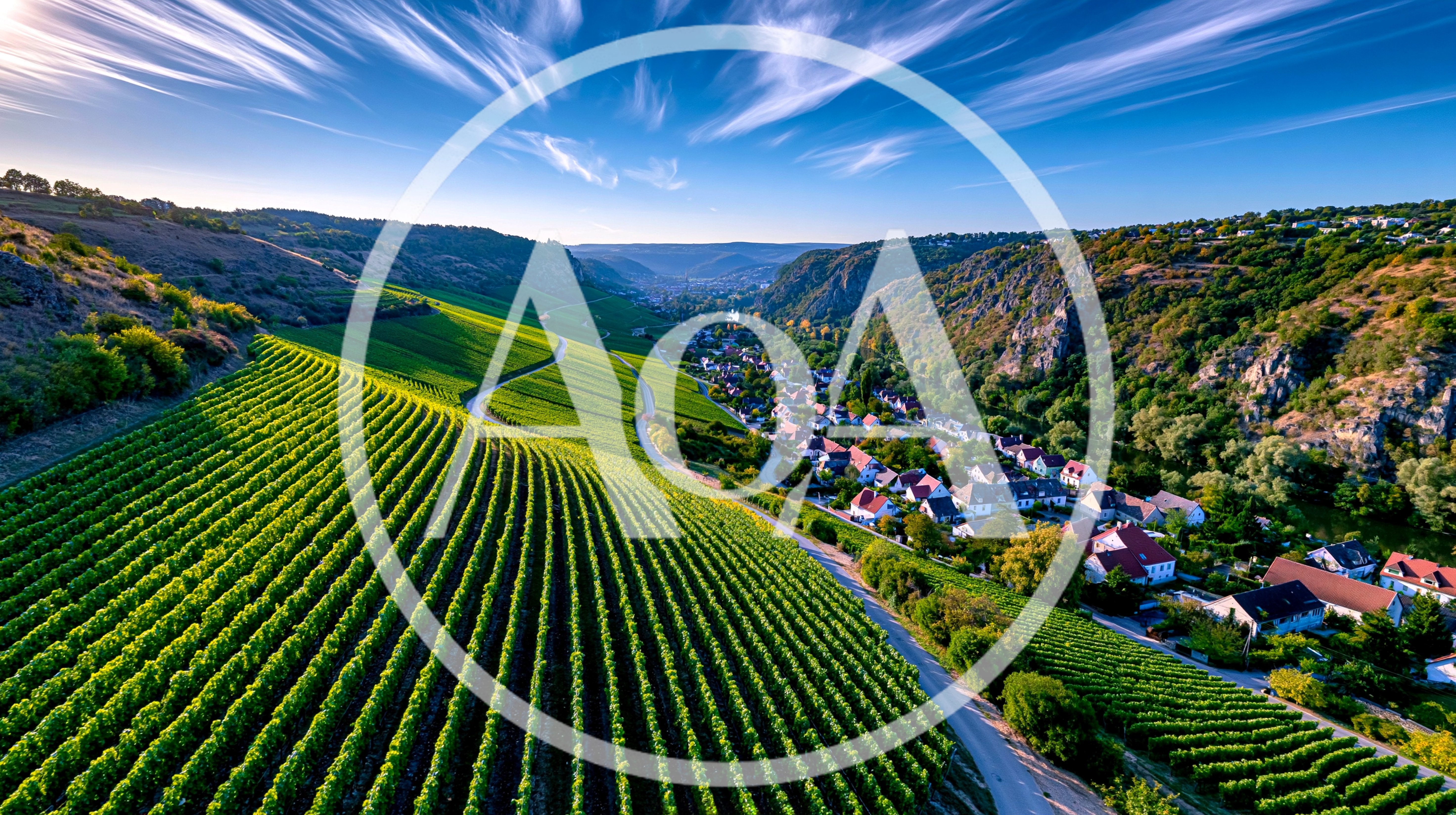 Aerial View Of Lush Vineyards In A German Valley