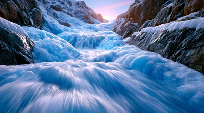 Glacial Meltwater Flowing Through A Rocky Mountain Gorge