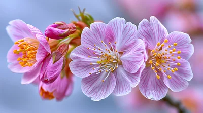Pink Cherry Blossom Flowers Blooming In Spring