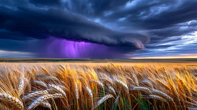 Dramatic Storm Clouds Over Golden Wheat Field