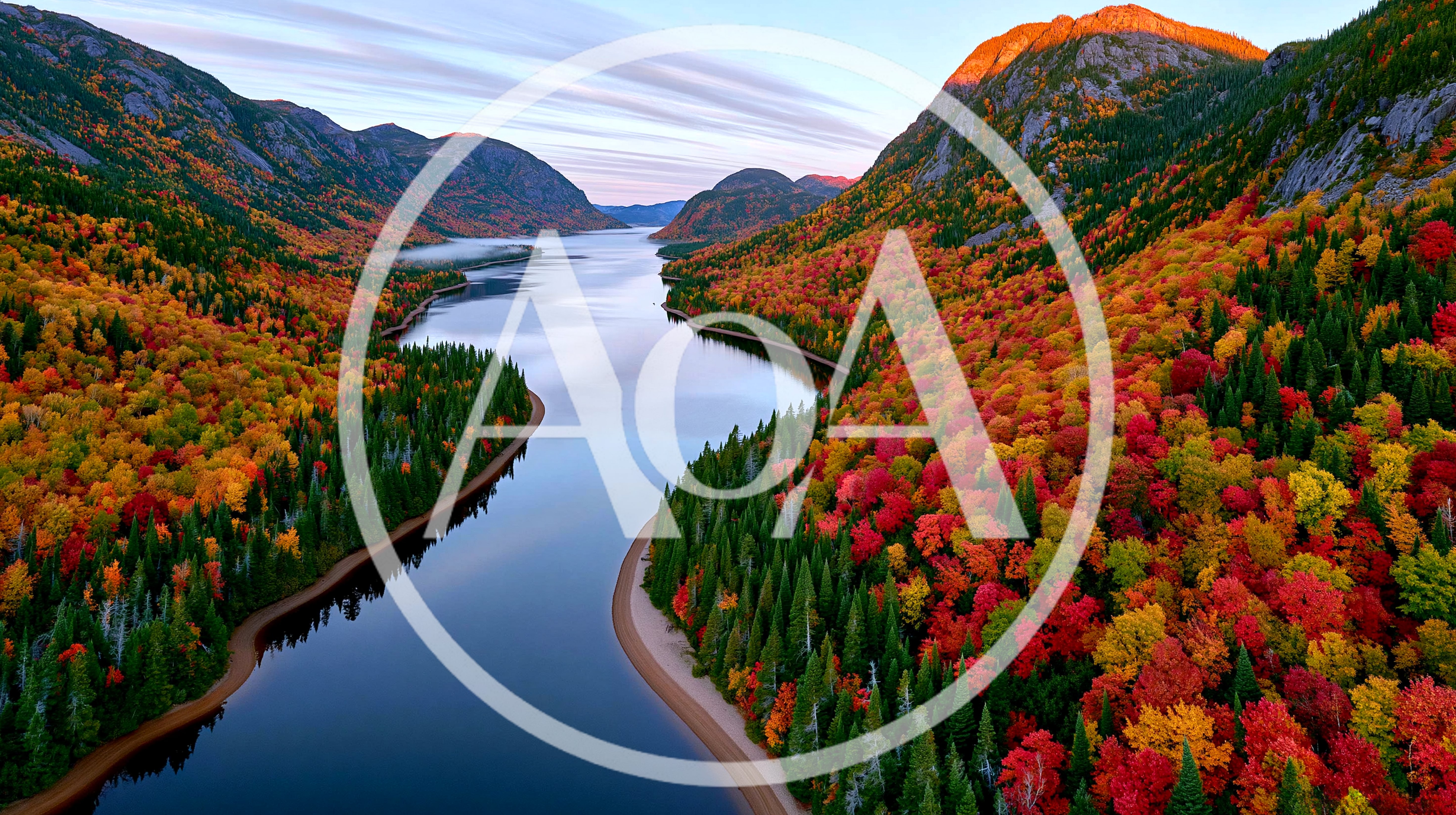 Aerial View Of A Winding River In Autumn