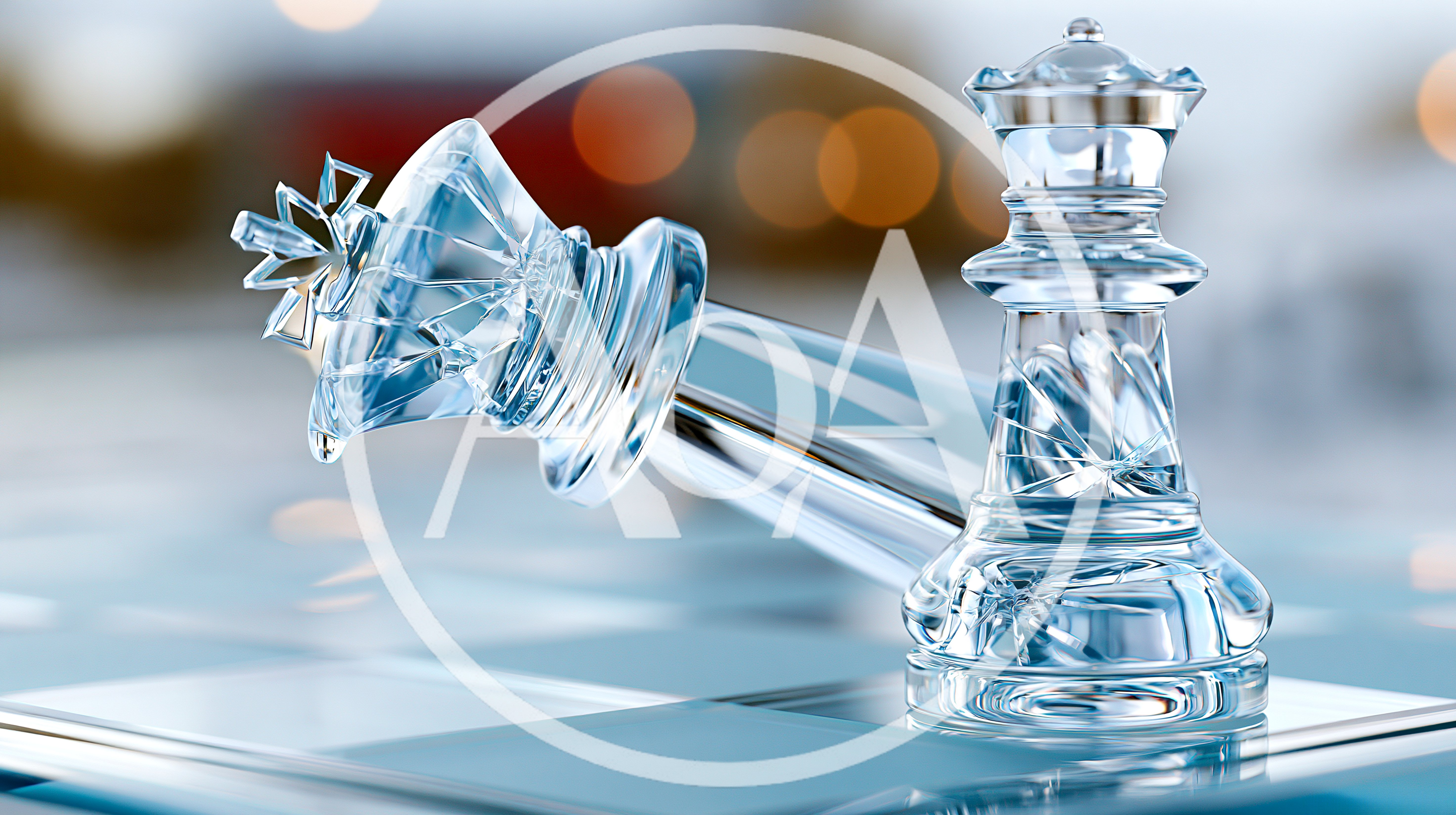 Crystal Chess Pieces On A Reflective Board