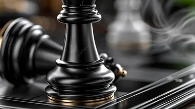 Black Marble Chess King Standing Over Fallen Piece