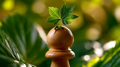 Wooden Chess Pawn Sprouting Green Leaves