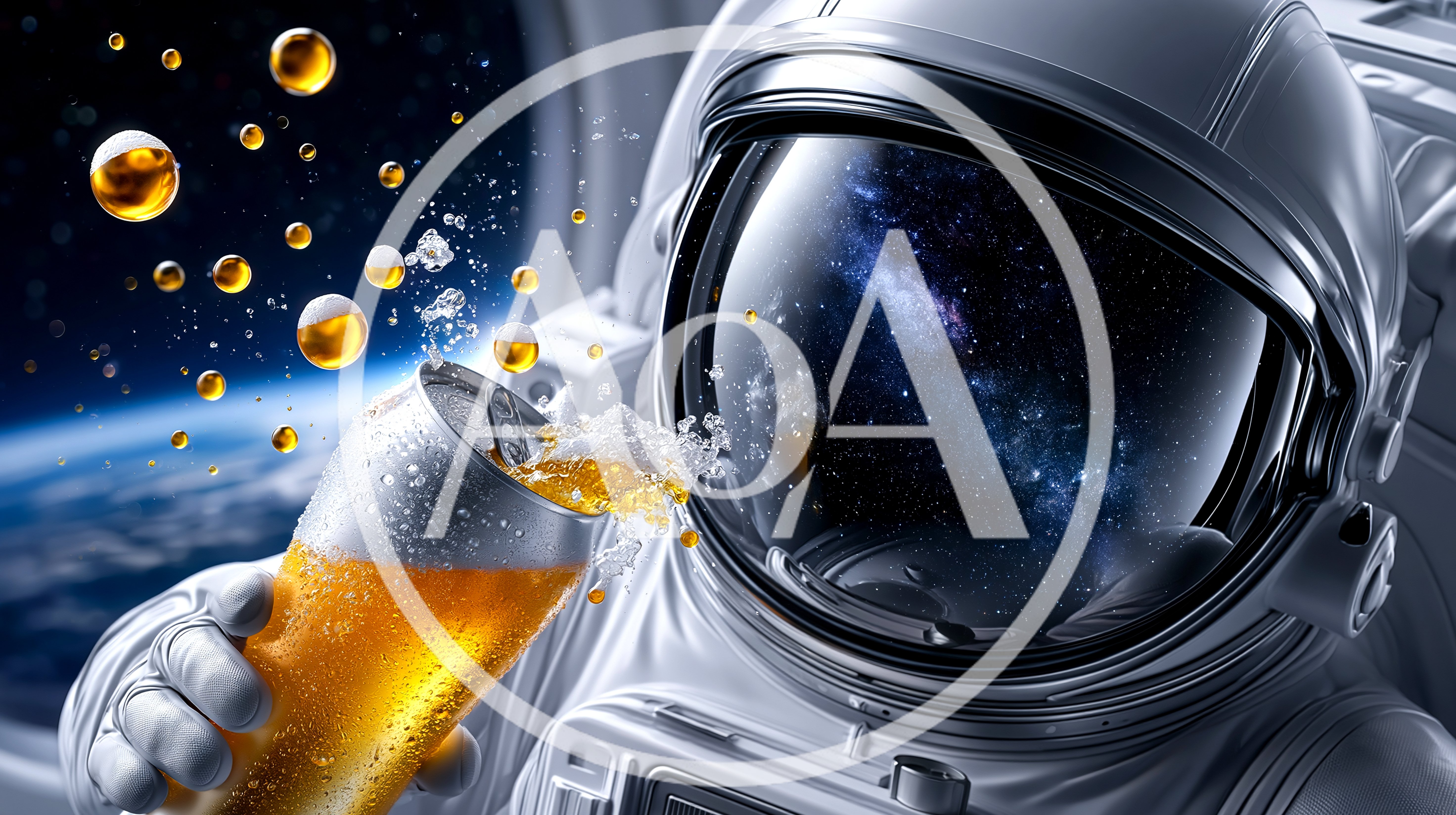 Astronaut Drinking Beer In Outer Space