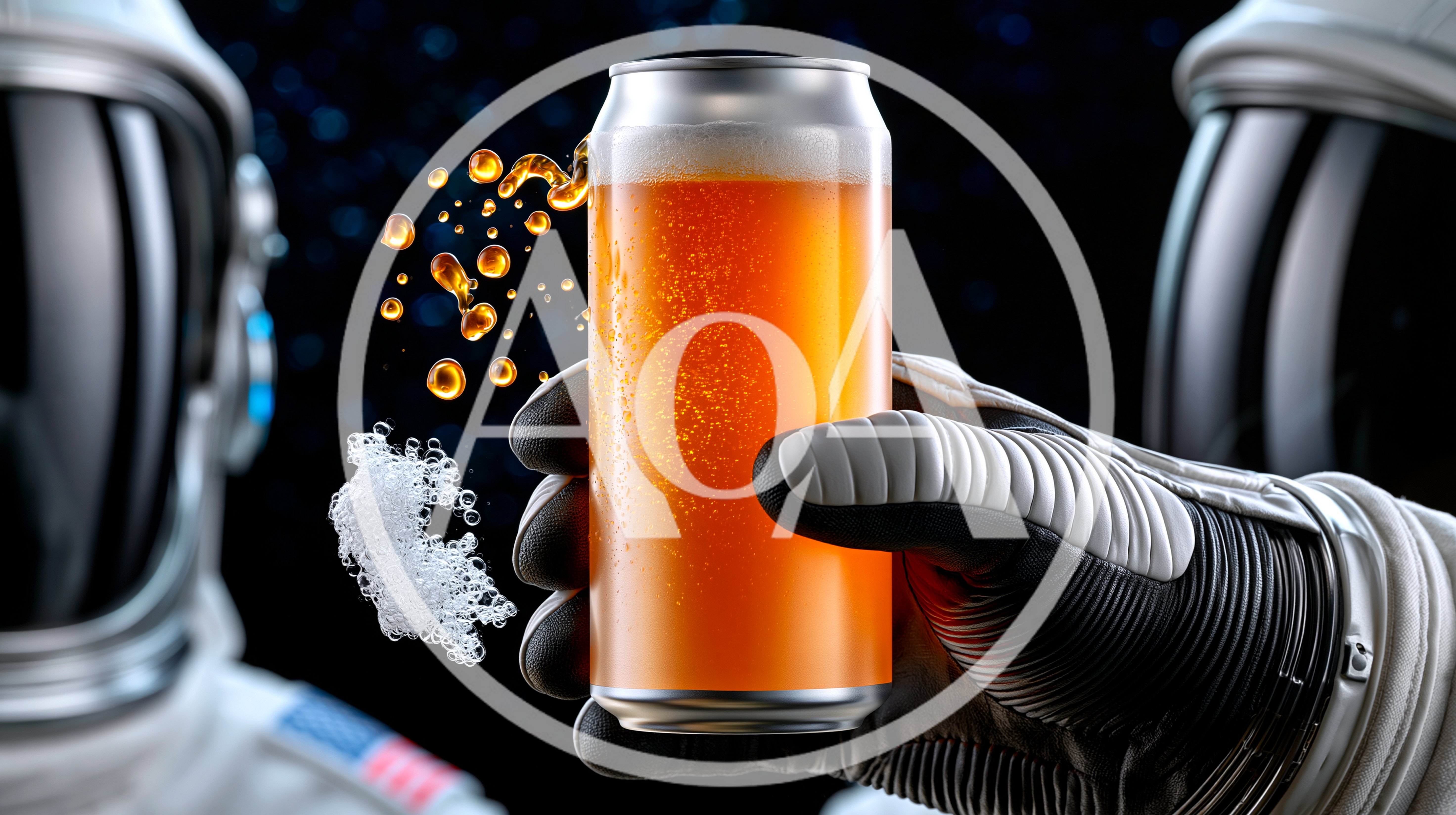 Astronaut Holding A Can Of Orange Beverage In Space
