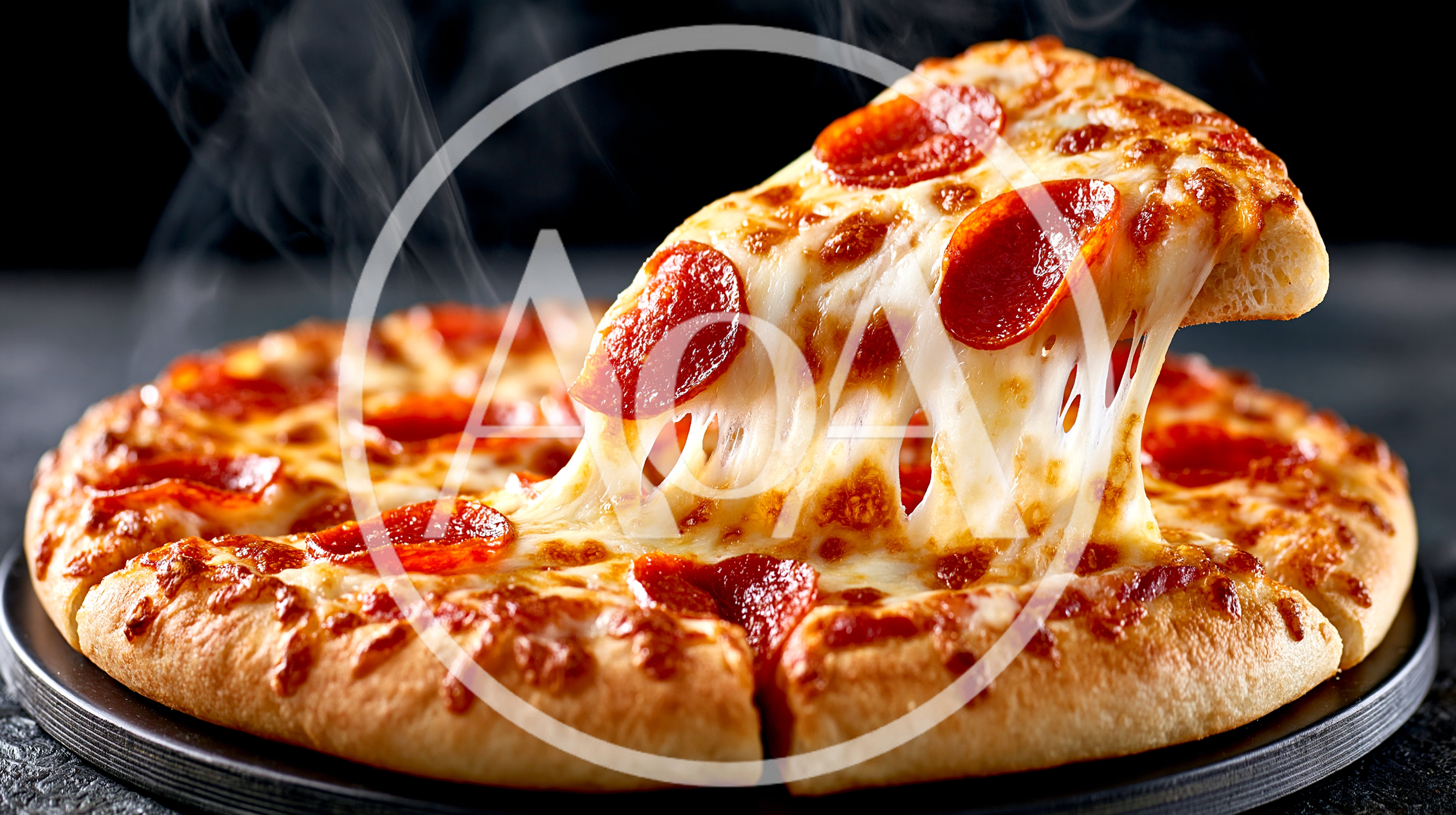 Hot Pepperoni Pizza Slice With Melting Cheese