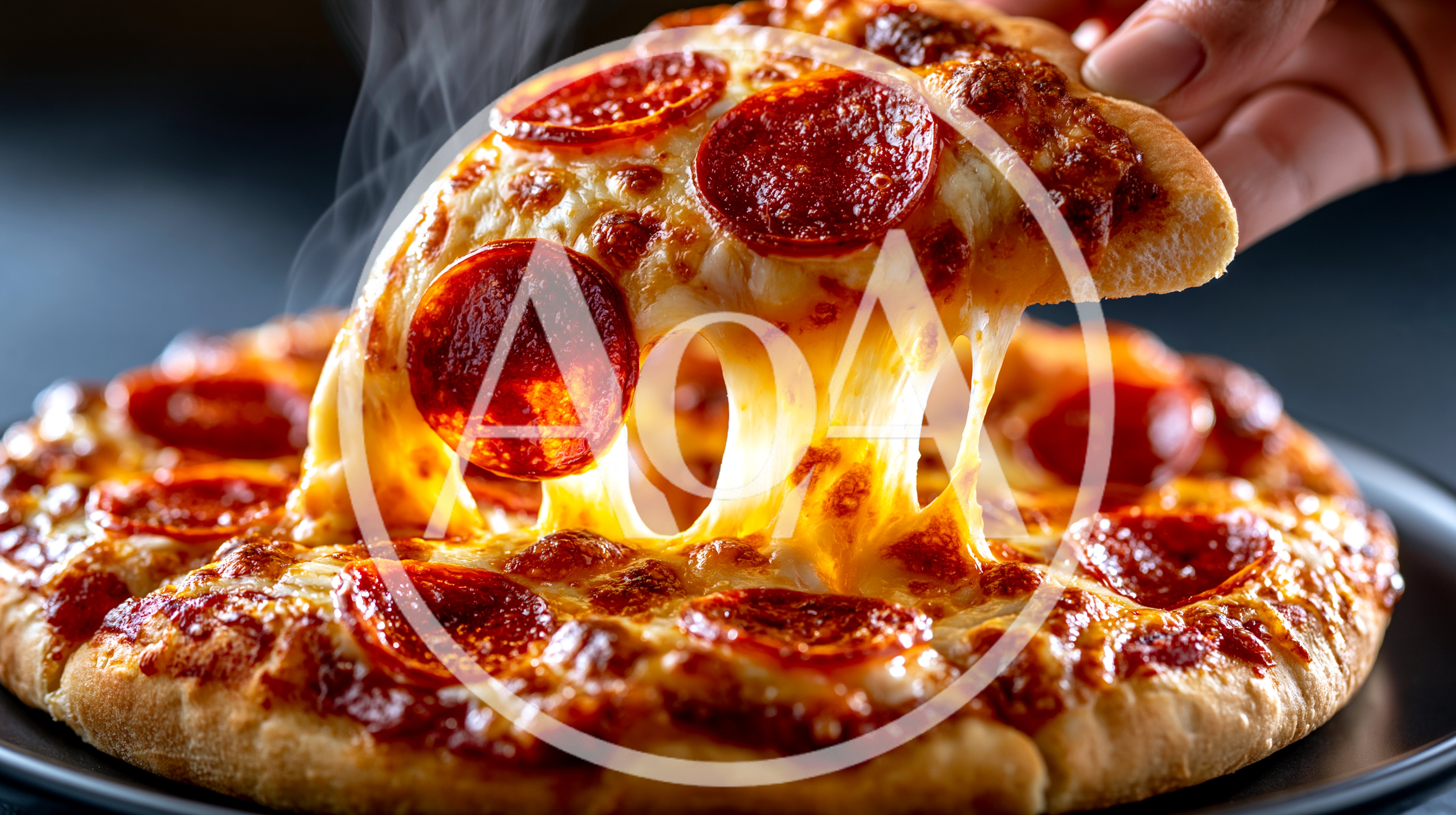 Hand Lifting A Slice Of Hot Pepperoni Pizza