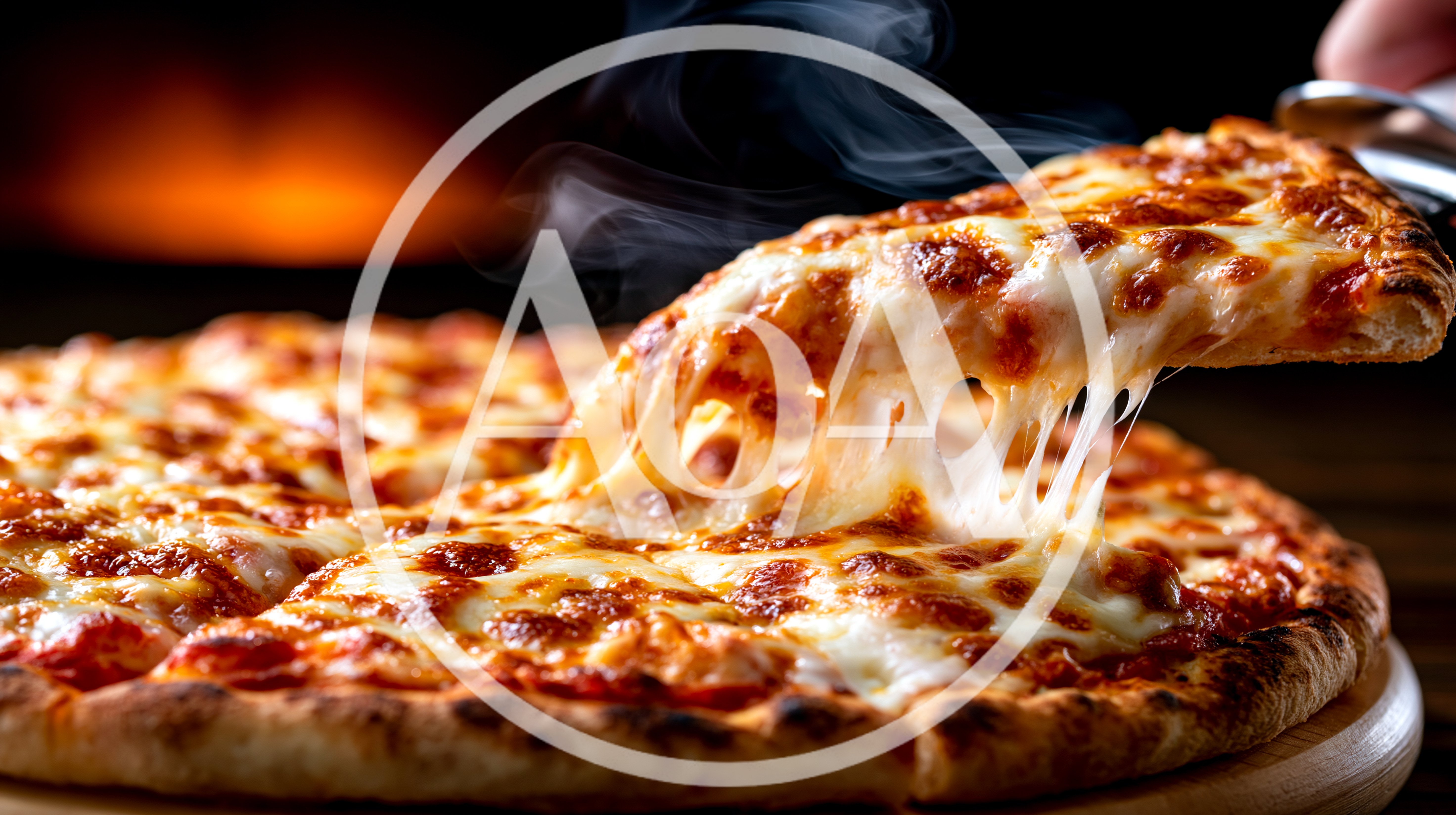 Hot Pepperoni Pizza Slice Being Lifted