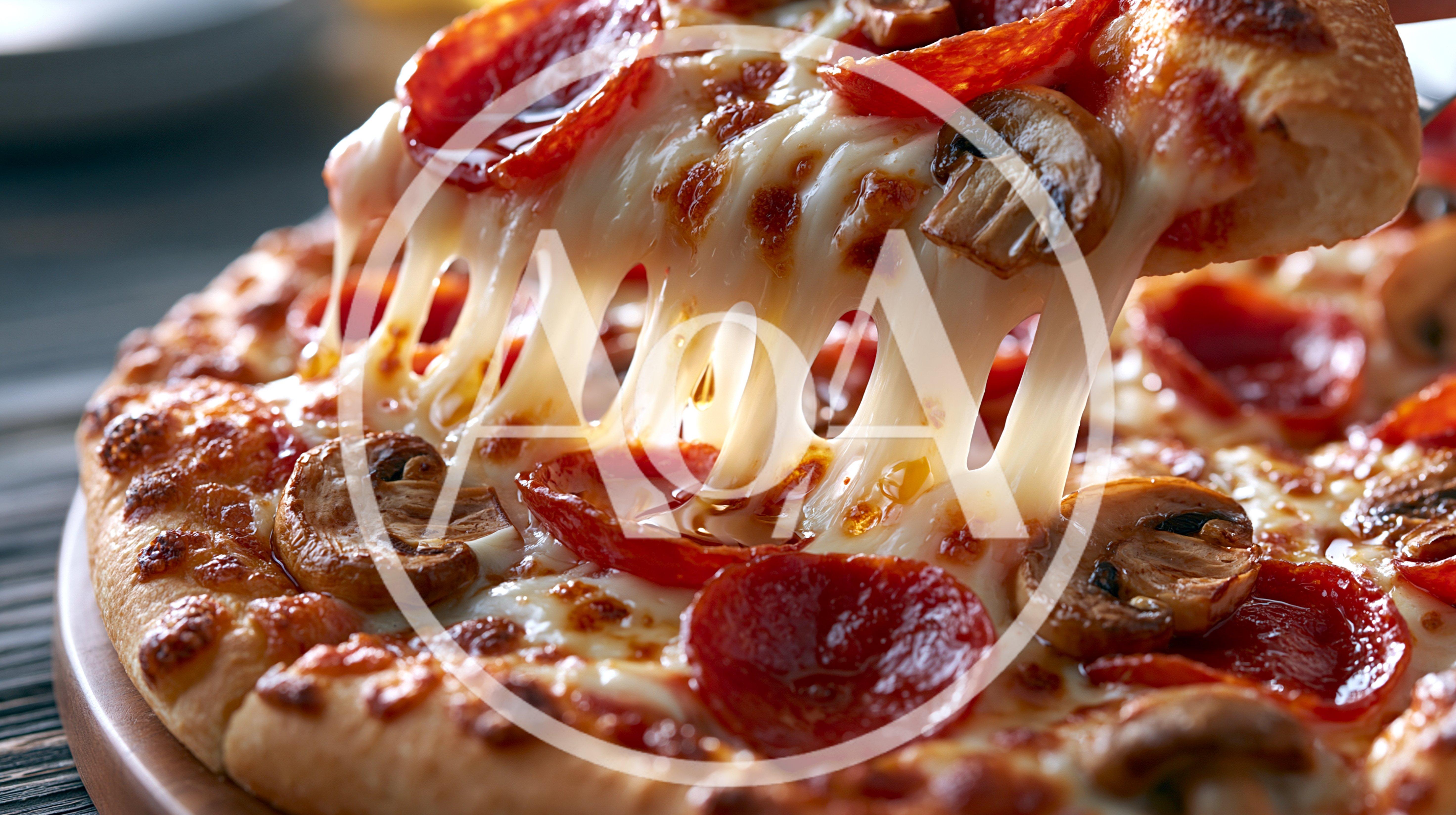 Pepperoni And Mushroom Pizza Slice With Melting Cheese