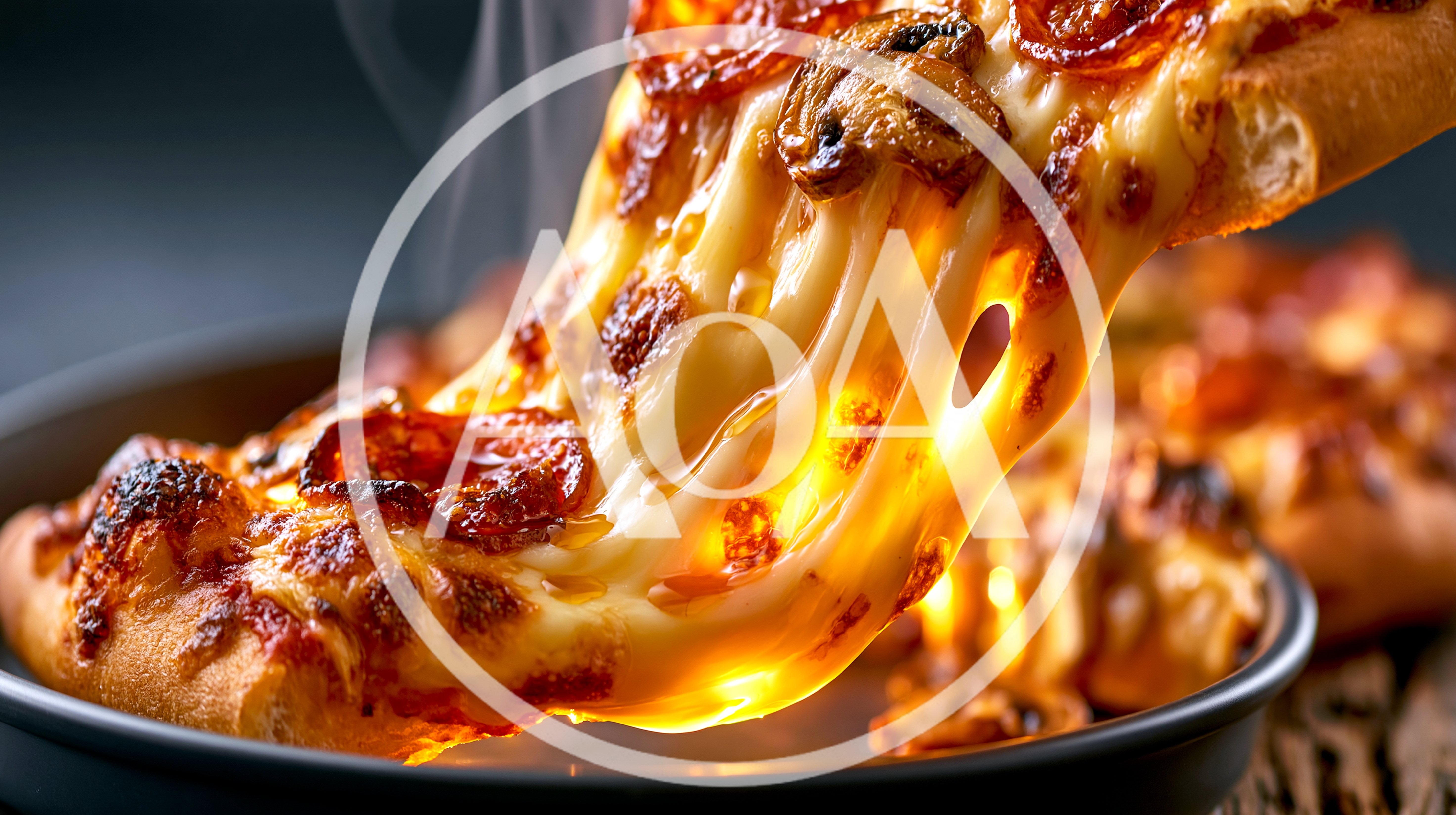 Hot Pepperoni Pizza Slice With Melting Cheese Pull