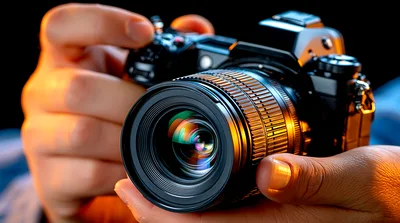 Photographer Holding A Professional Mirrorless Camera