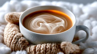Warm Coffee Cup Wrapped In A Knitted Sweater