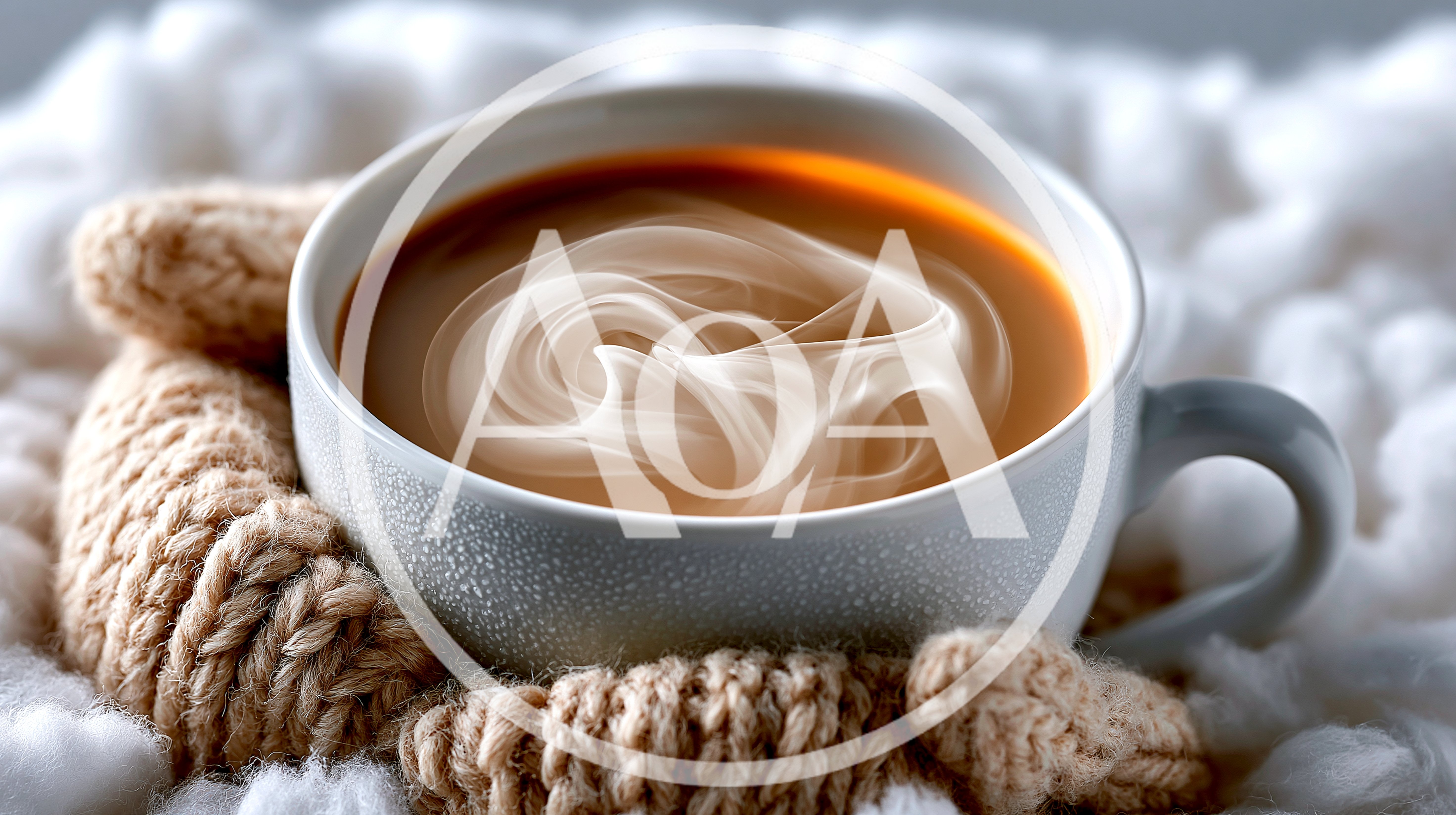 Warm Coffee Cup Wrapped In A Knitted Sweater