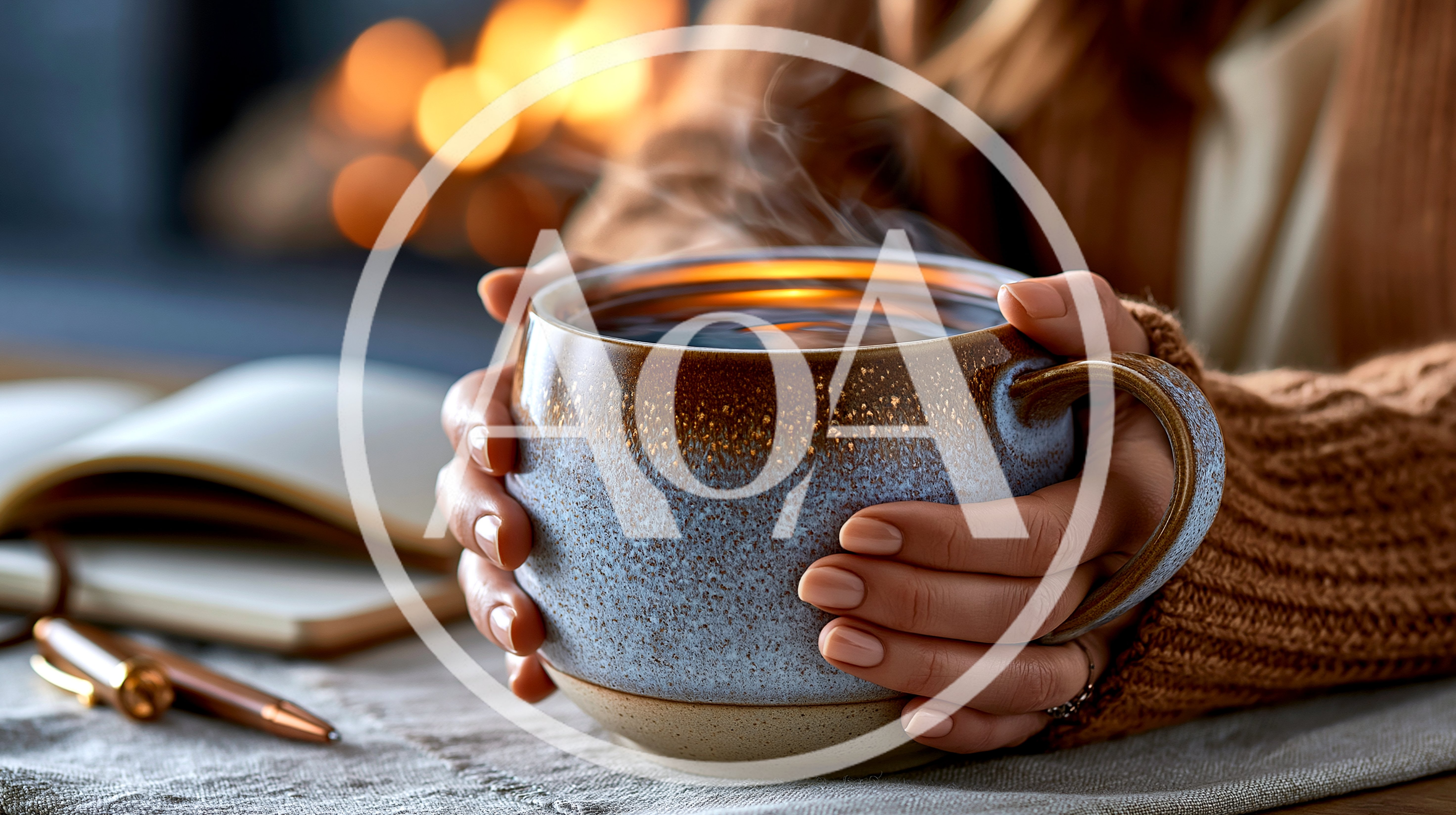 Person Holding A Warm Ceramic Mug Of Coffee