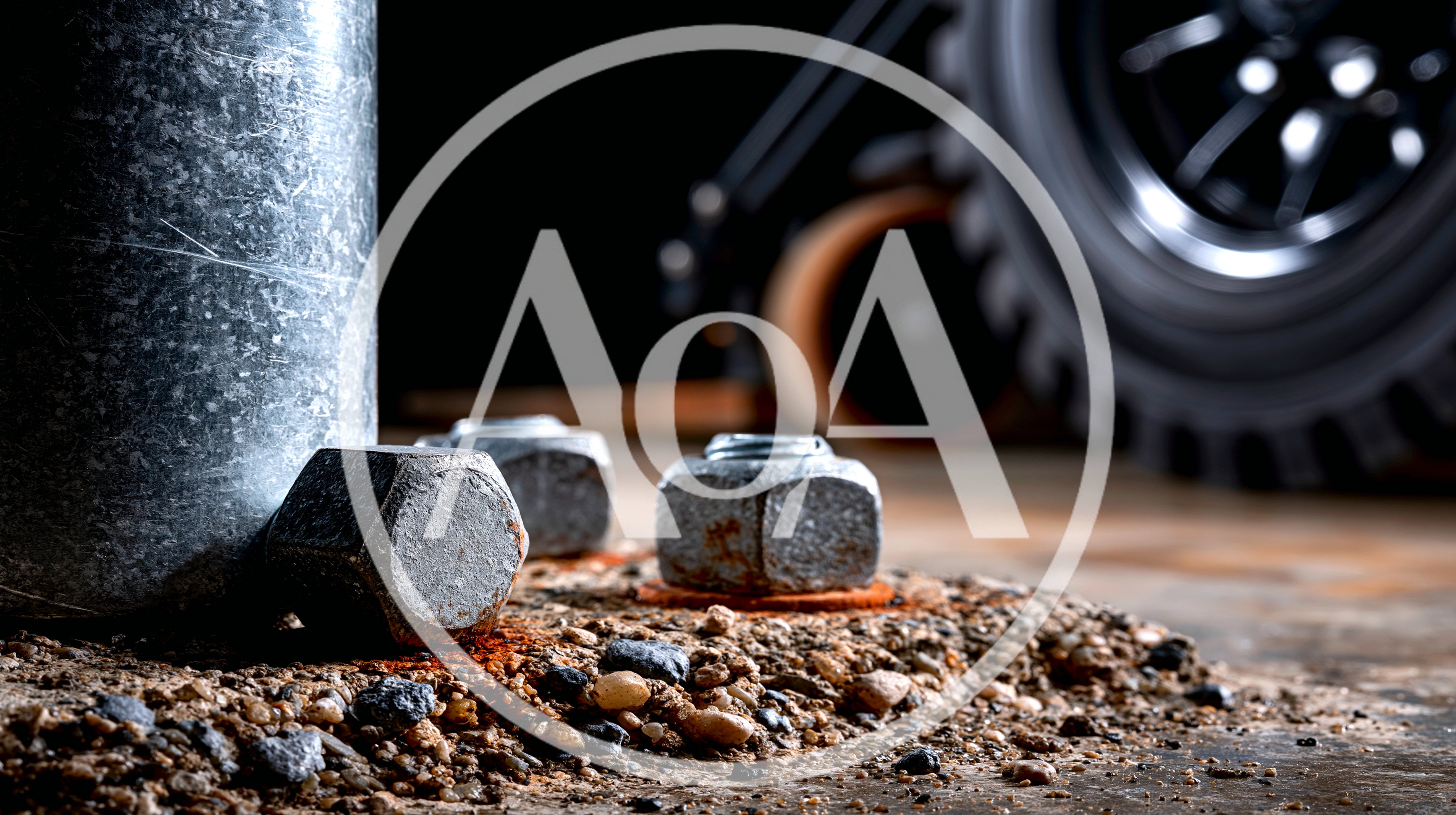 Metal Nuts and Bolts on Gritty Industrial Surface