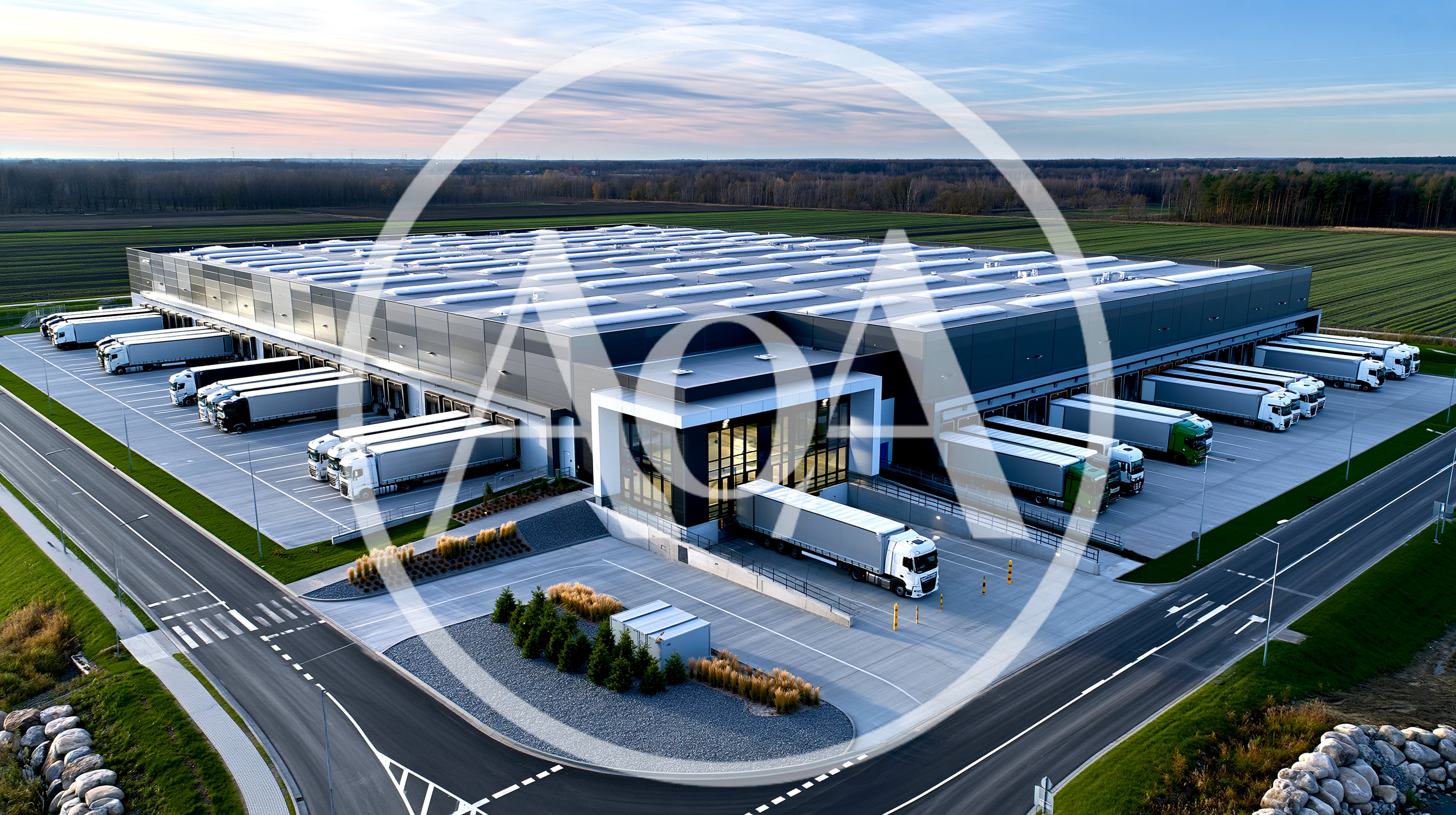 Aerial View Of A Modern Logistics Warehouse Facility
