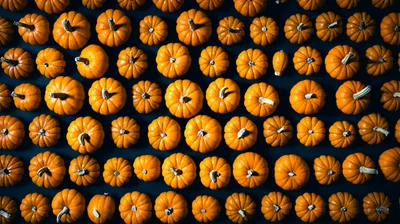 Top View Of Many Small Orange Pumpkins
