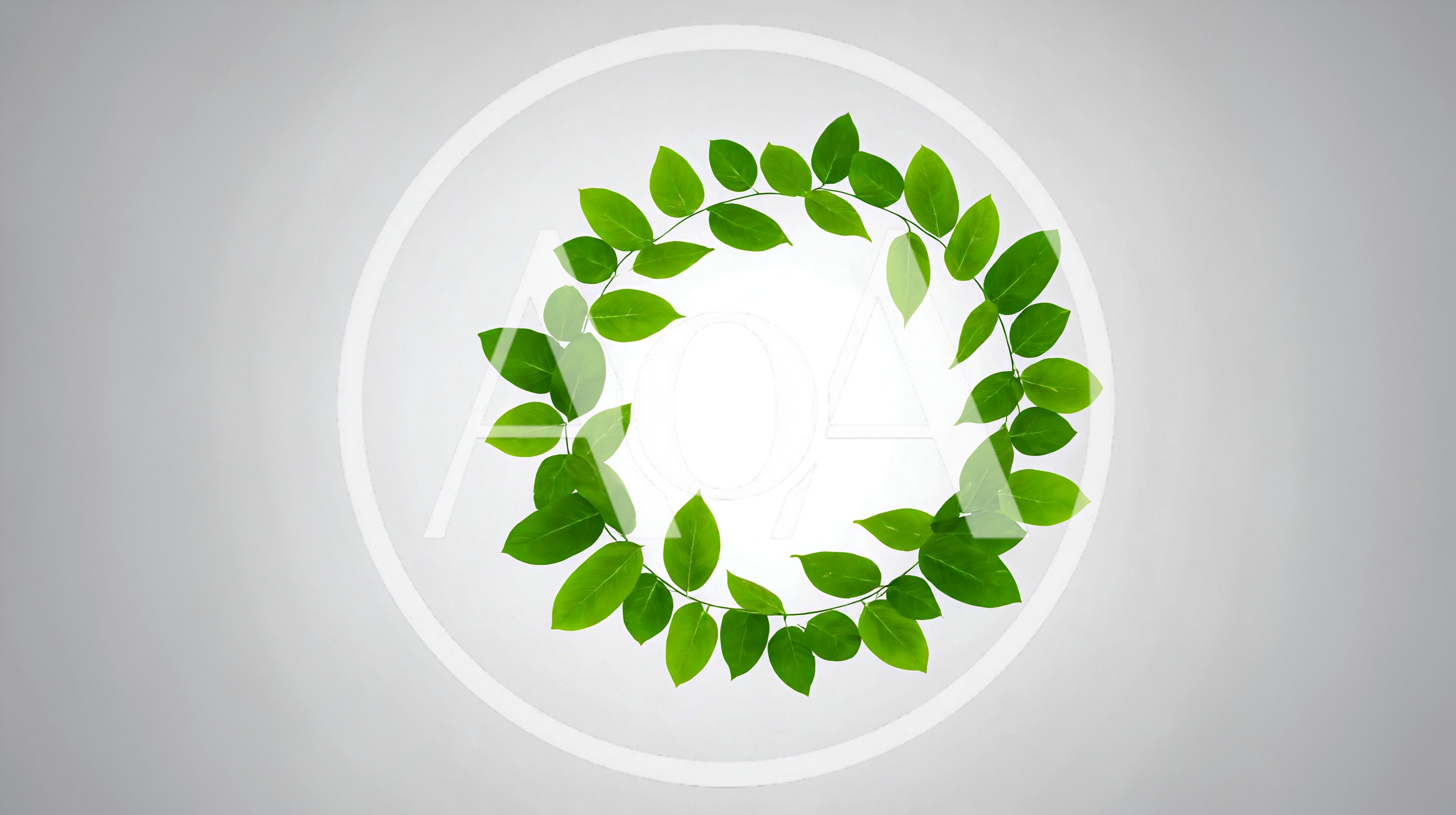 Green Leaf Wreath Frame on White Background