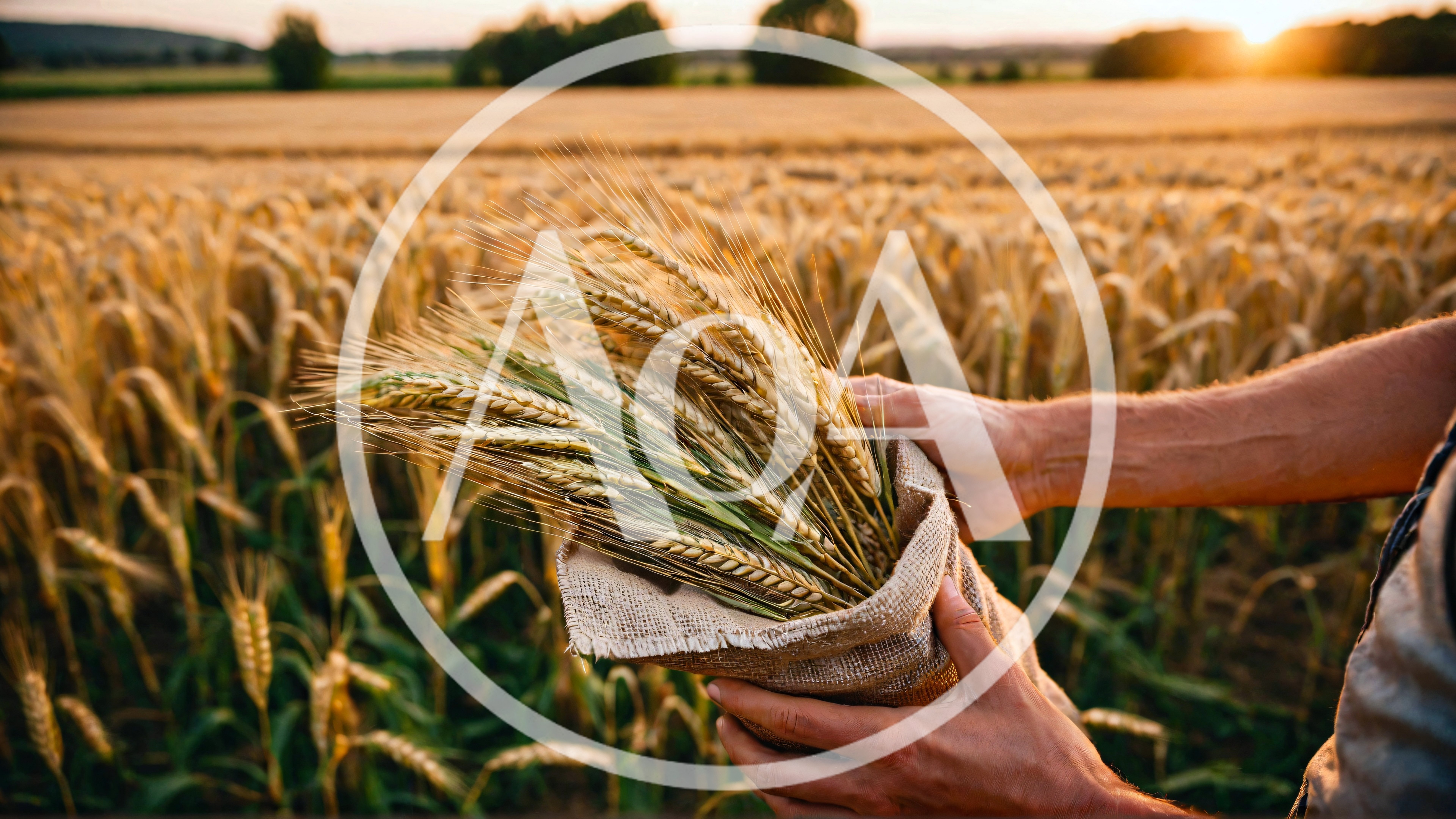 Farmer Holding A Burlap Sack Of Wheat