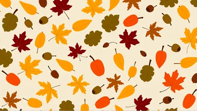 Autumn Leaves And Acorns Pattern Background