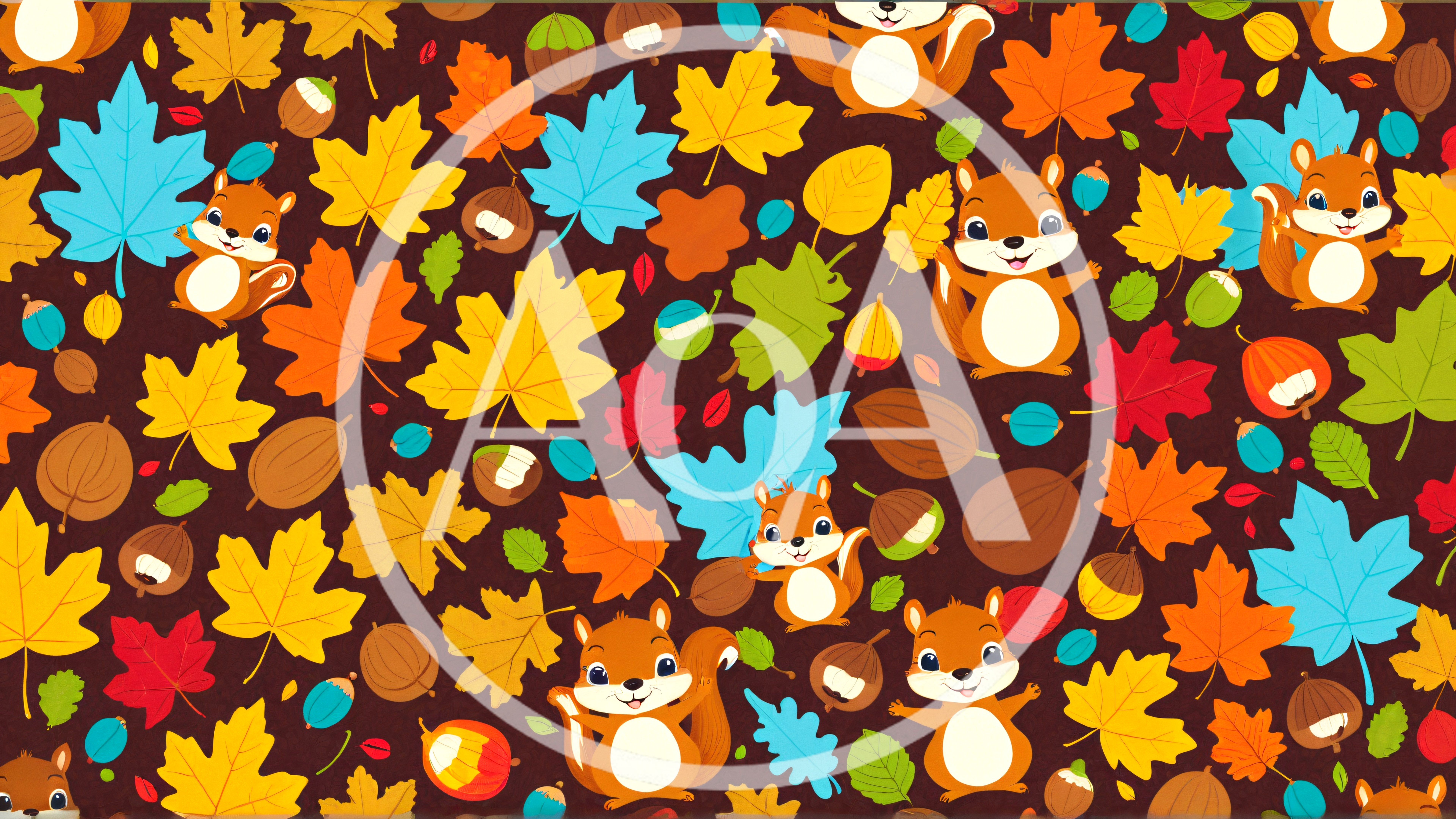 Seamless Autumn Pattern With Cute Squirrels And Leaves