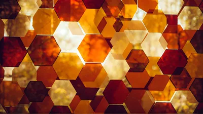 Abstract Geometric Hexagon Pattern With Warm Autumn Tones