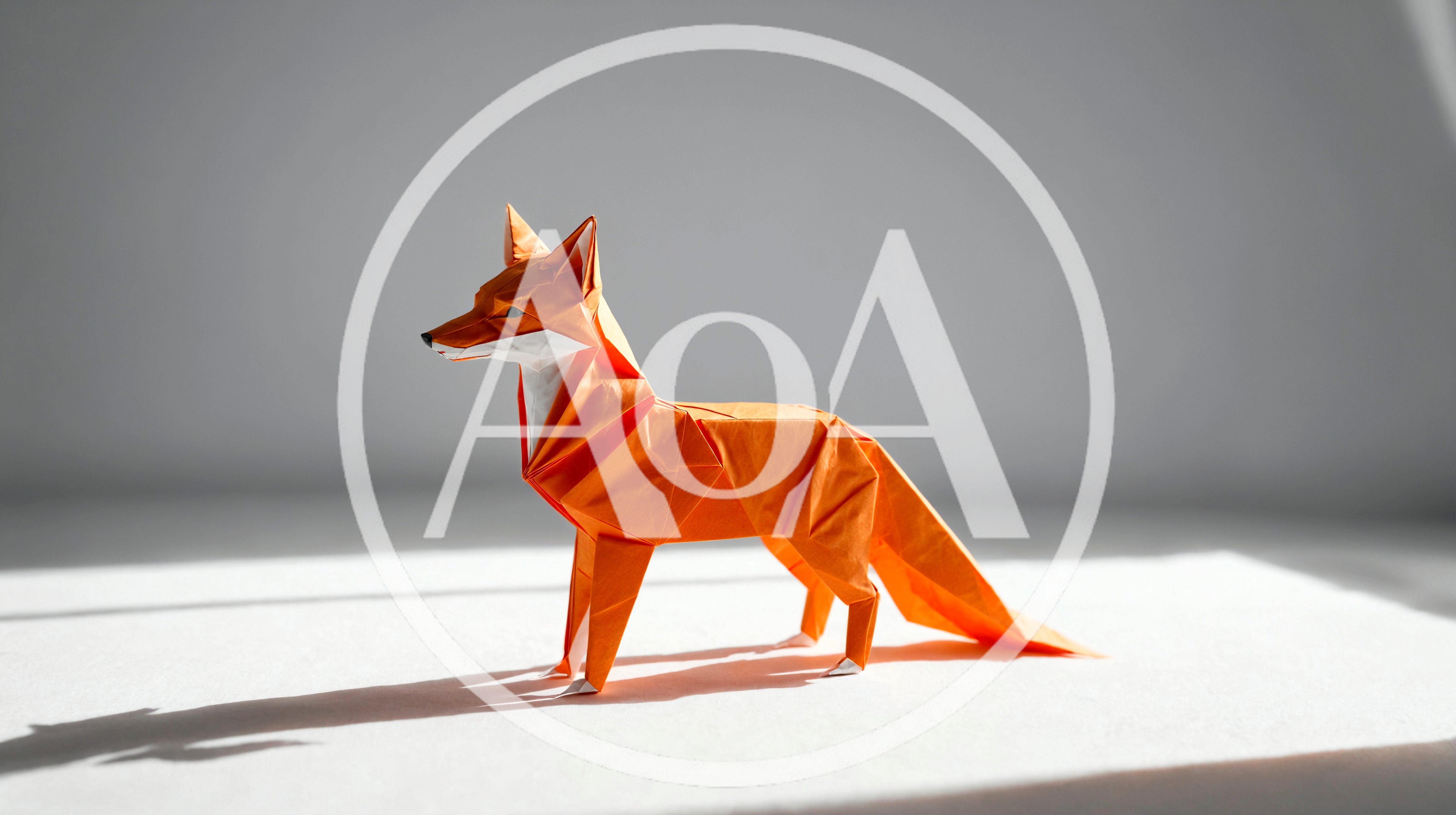 Origami Paper Fox Standing On White Surface