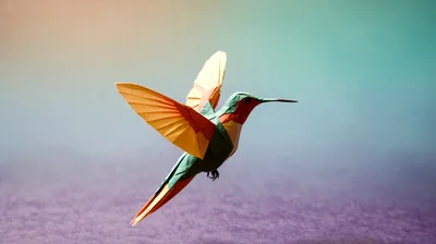 Origami Hummingbird Paper Craft In Flight