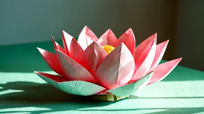 Handmade Pink Paper Lotus Flower Origami Craft