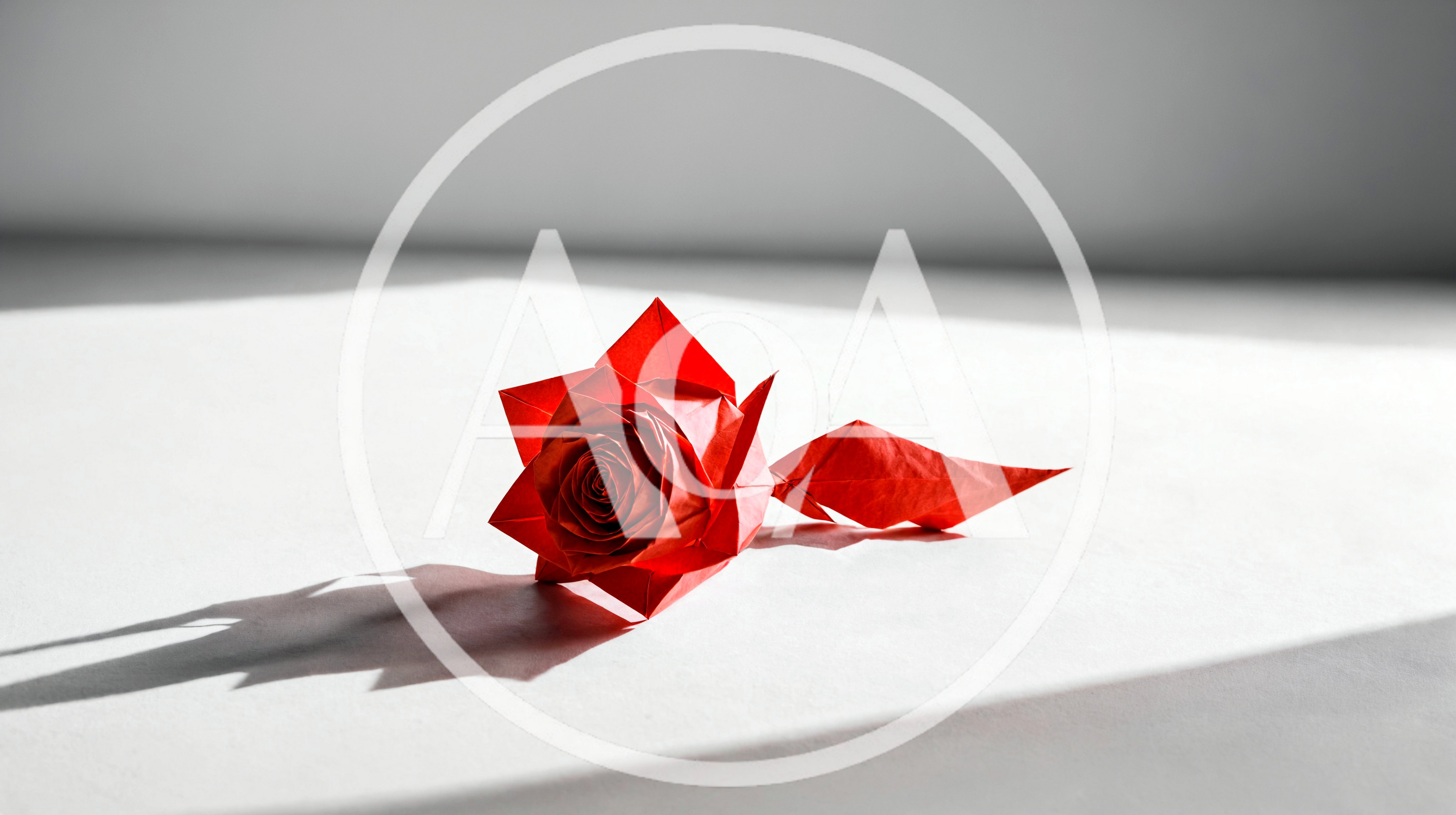 Red Origami Rose on White Surface