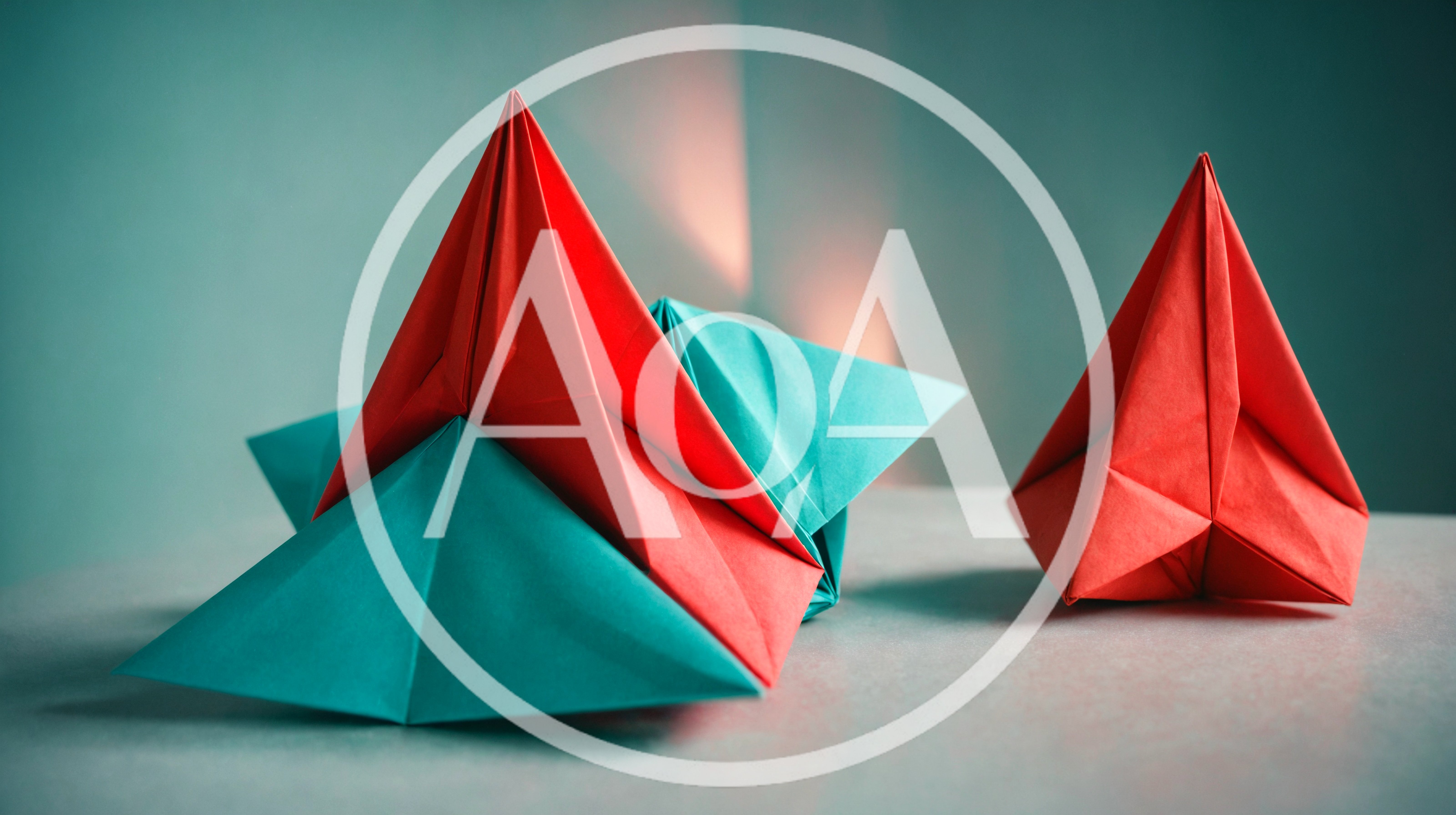 Origami Paper Pyramids On A Table