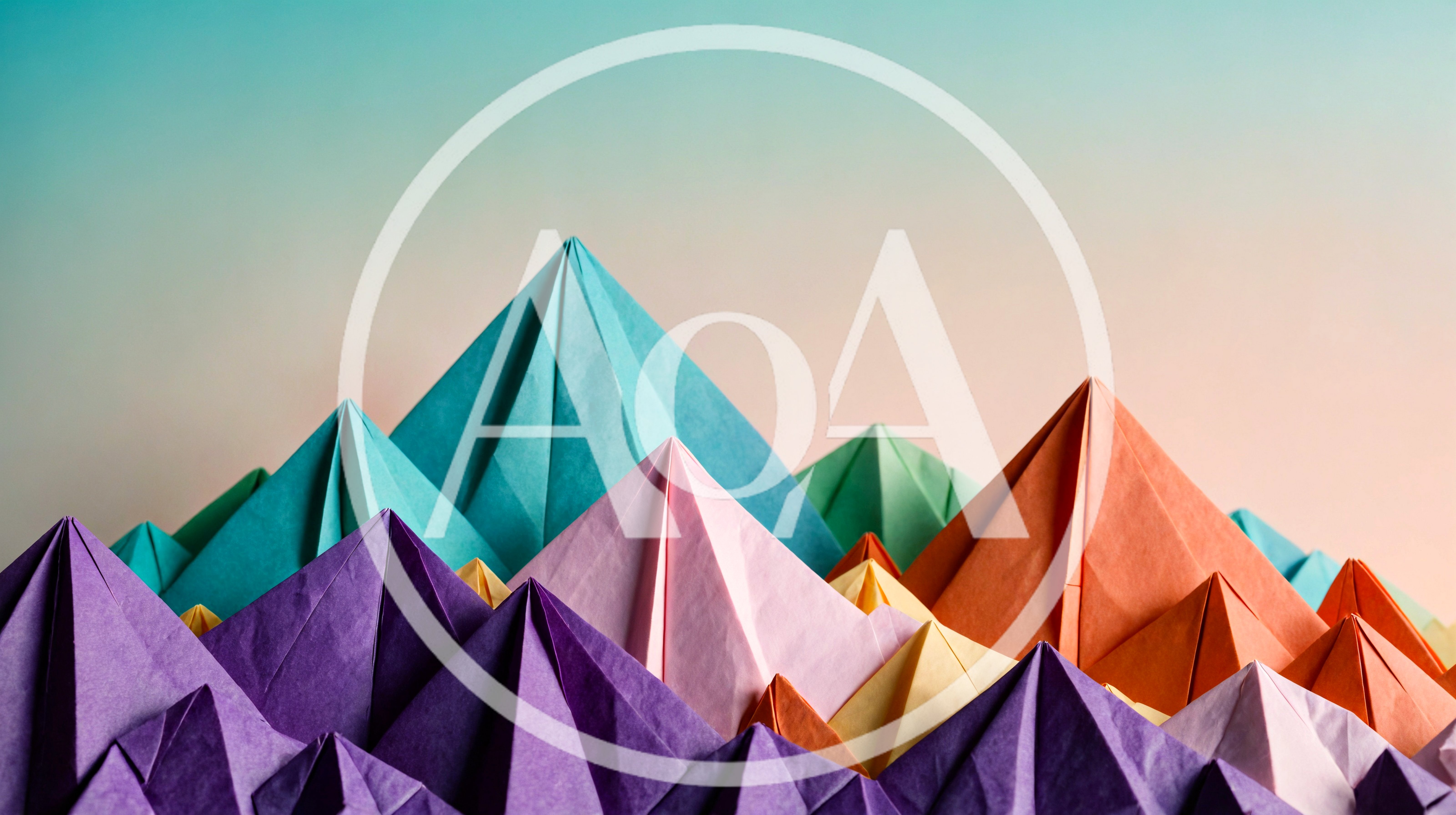 Colorful Origami Paper Mountain Range Landscape