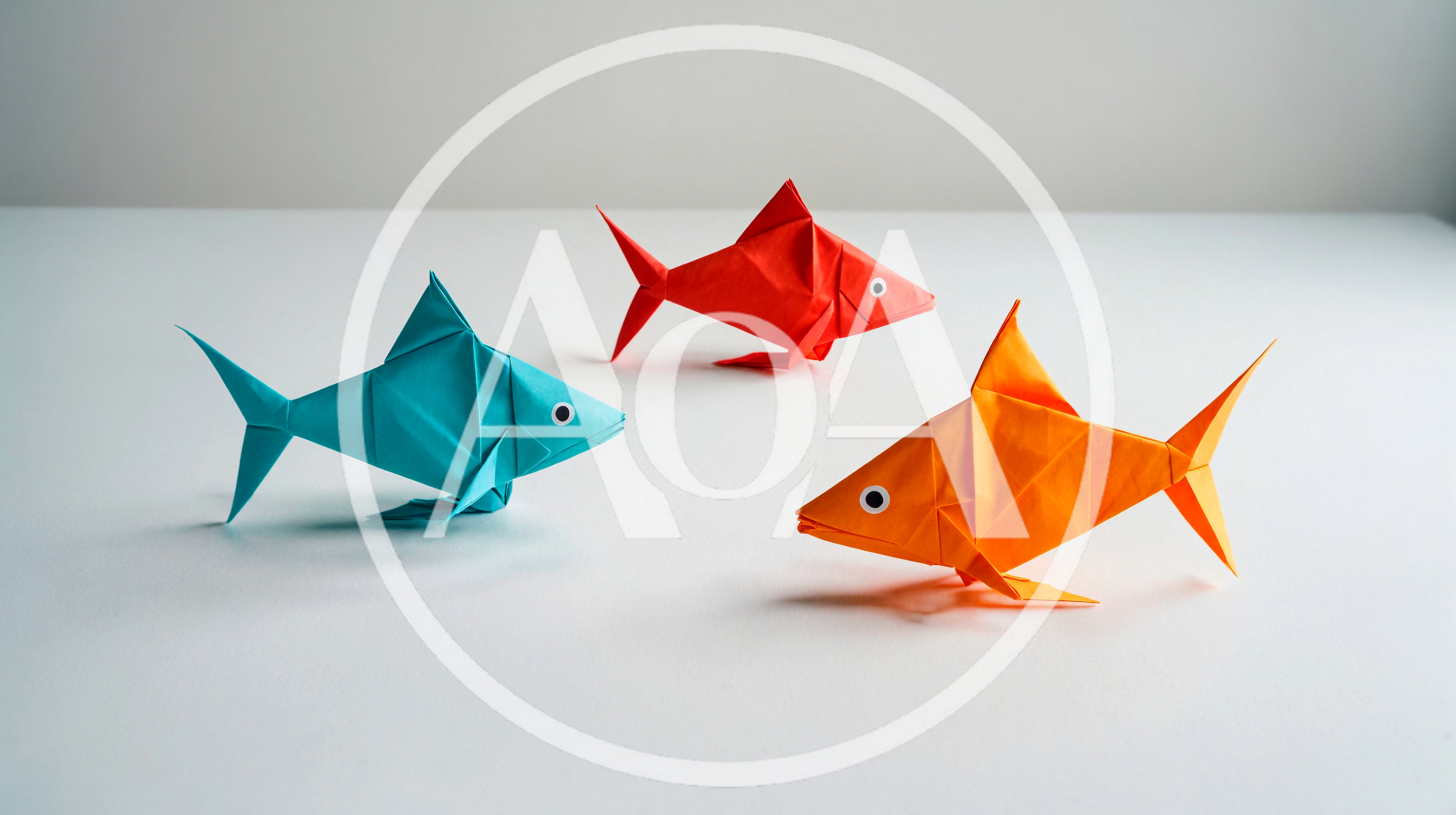 Three Colorful Origami Paper Fish