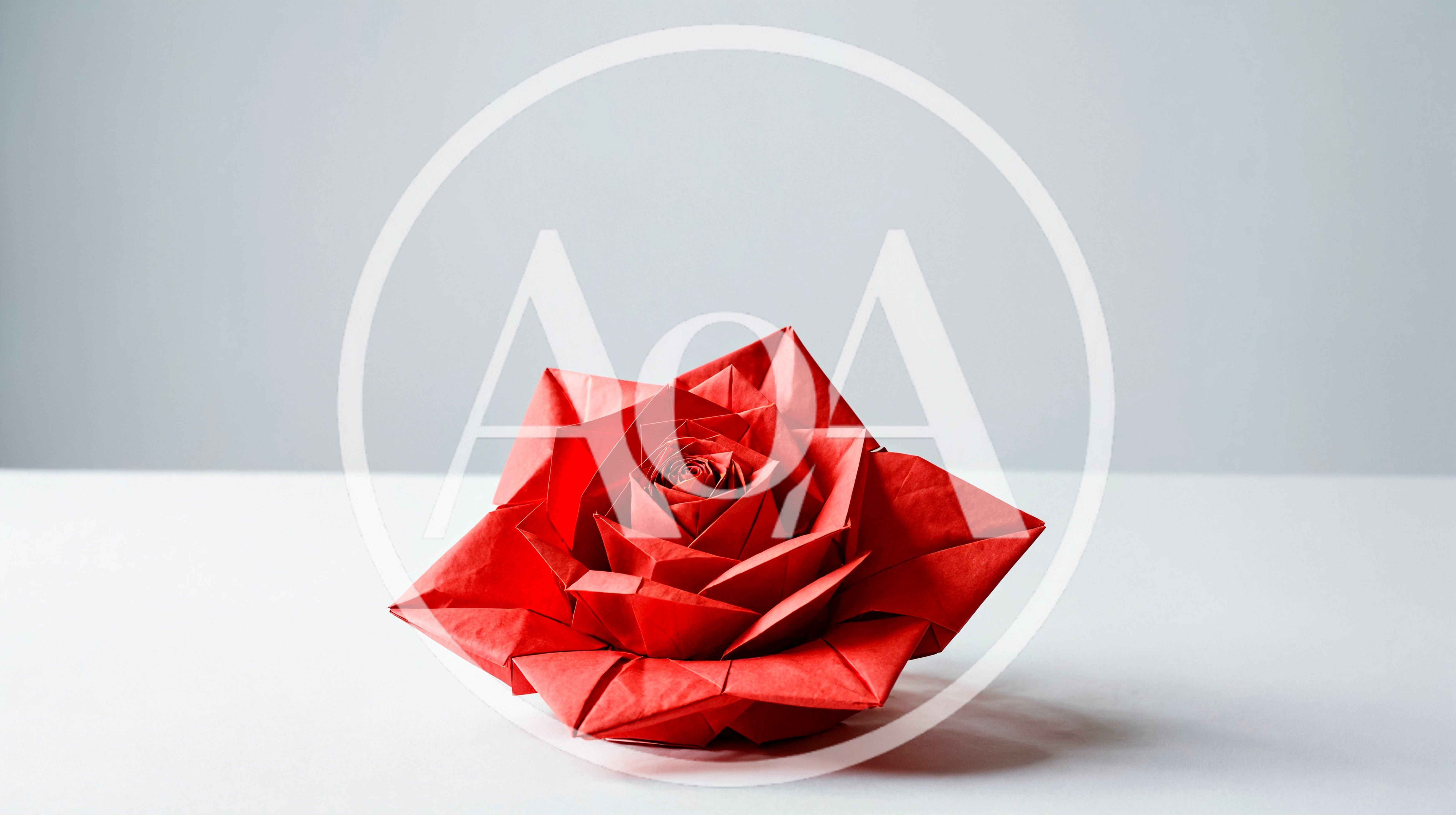 Red Origami Paper Rose on White Surface